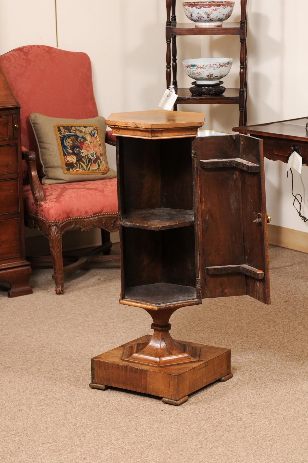 19th Century Italian Neoclassical Style Walnut Pedestal Cabinet 8