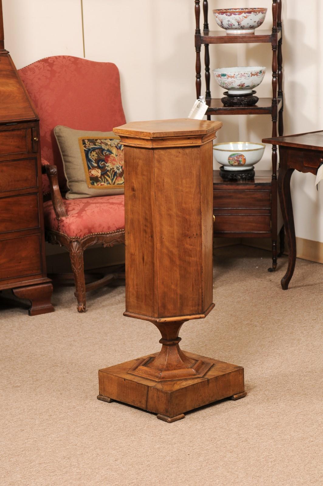 19th Century Italian Neoclassical Style Walnut Pedestal Cabinet For Sale 2