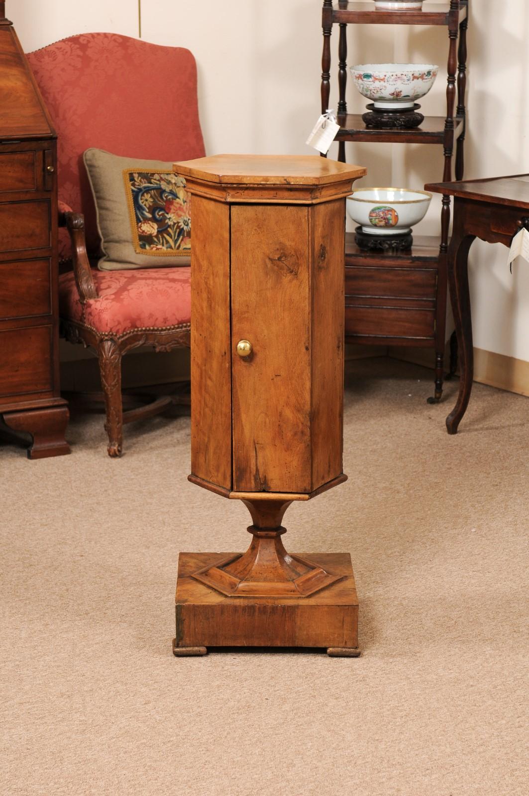 19th Century Italian Neoclassical Style Walnut Pedestal Cabinet For Sale 5