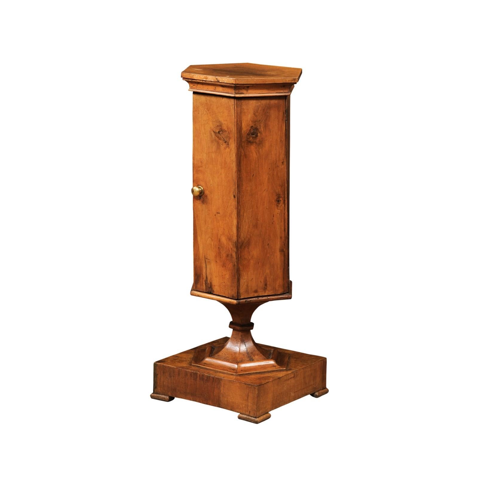 19th Century Italian Neoclassical Style Walnut Pedestal Cabinet 6