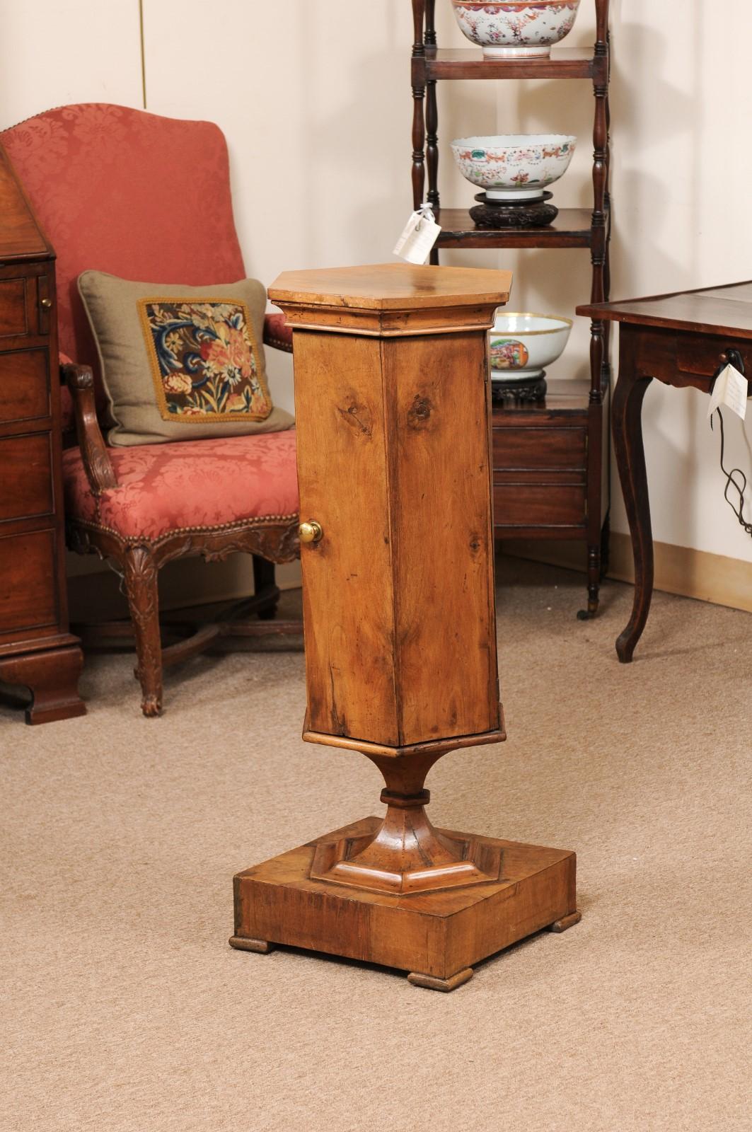 19th Century Italian Neoclassical Style Walnut Pedestal Cabinet 7