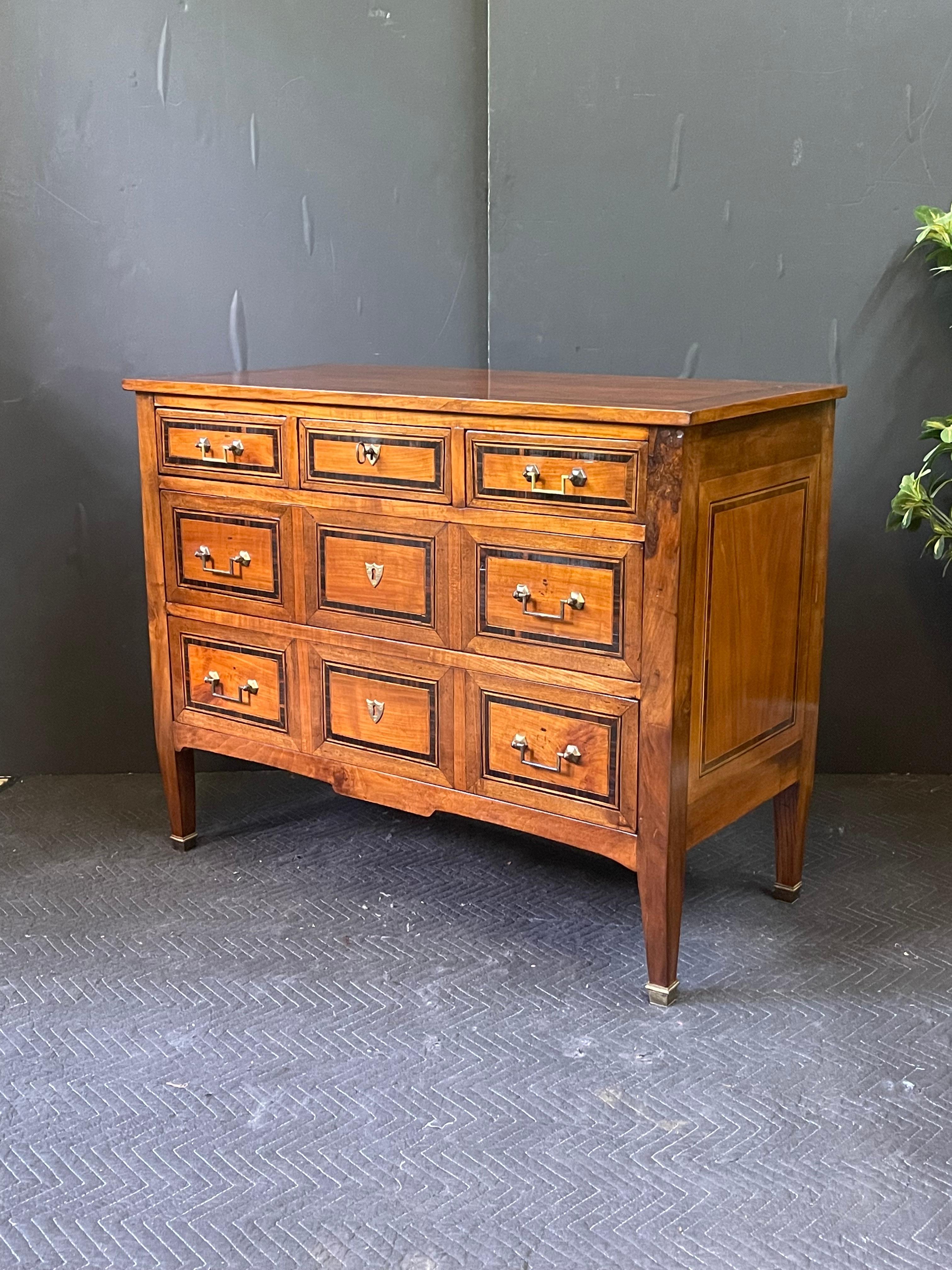 19th Century Italian Neoclassical Walnut Chest For Sale 5