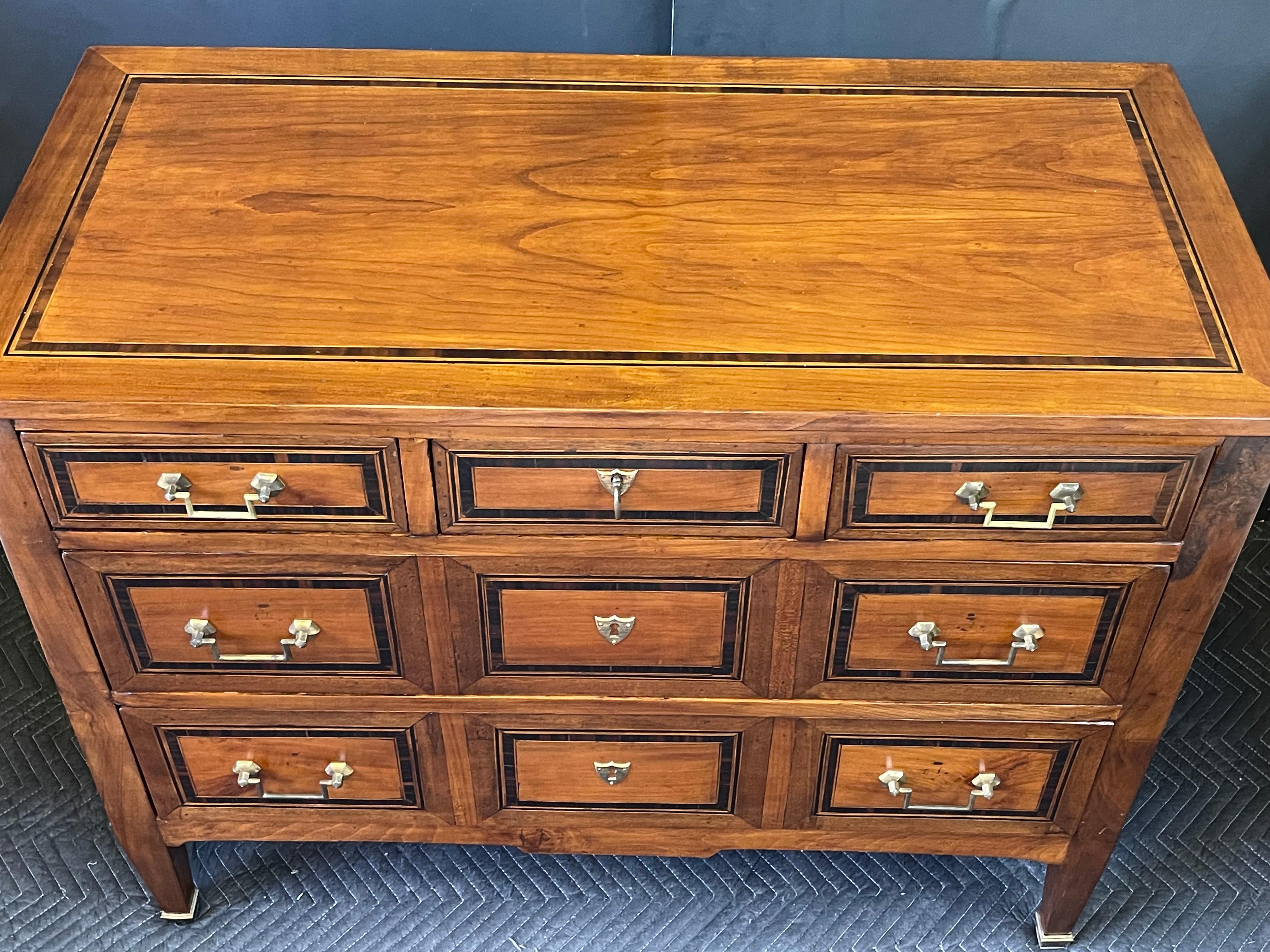 Ebony 19th Century Italian Neoclassical Walnut Chest For Sale