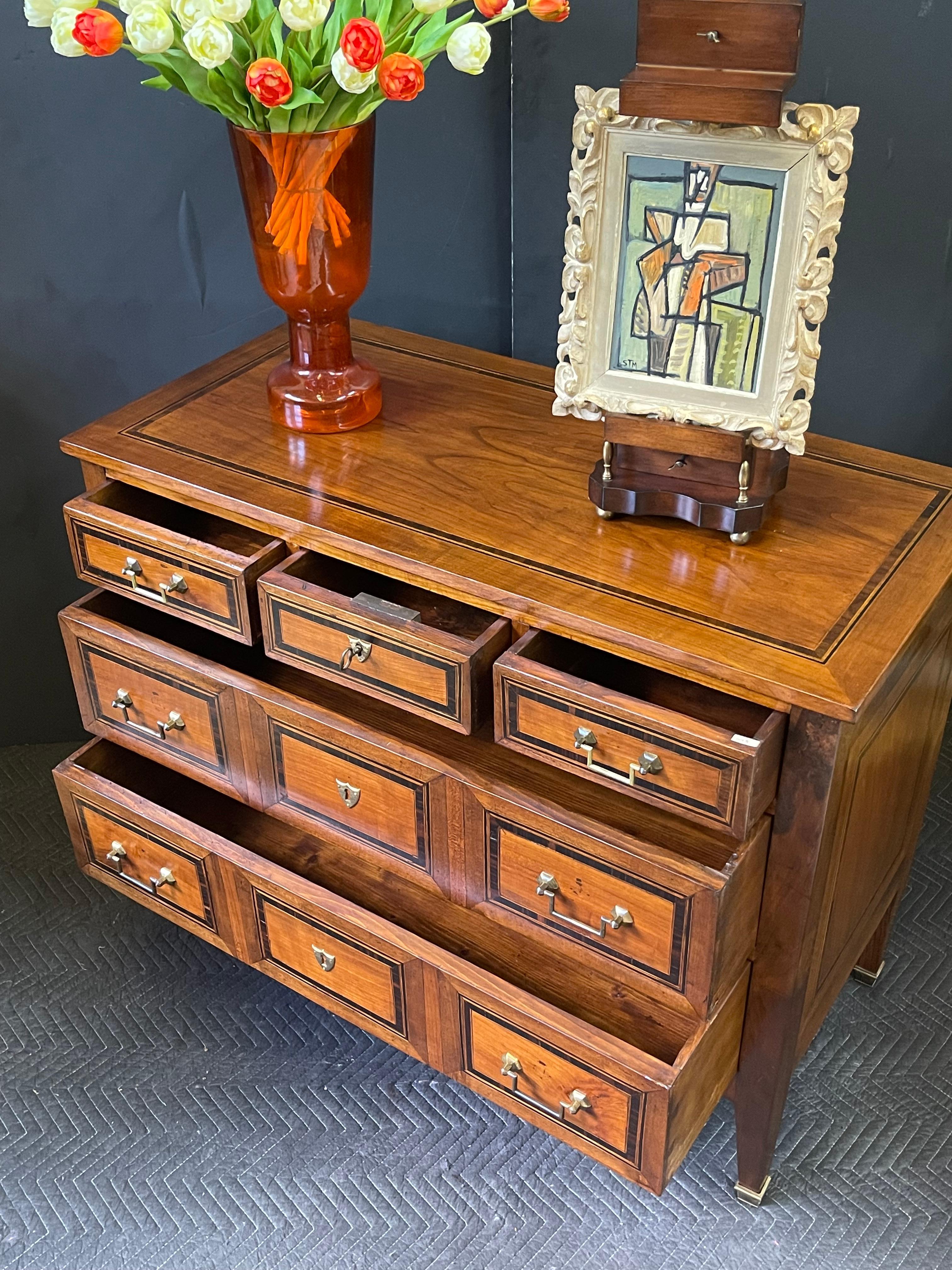 19th Century Italian Neoclassical Walnut Chest For Sale 3