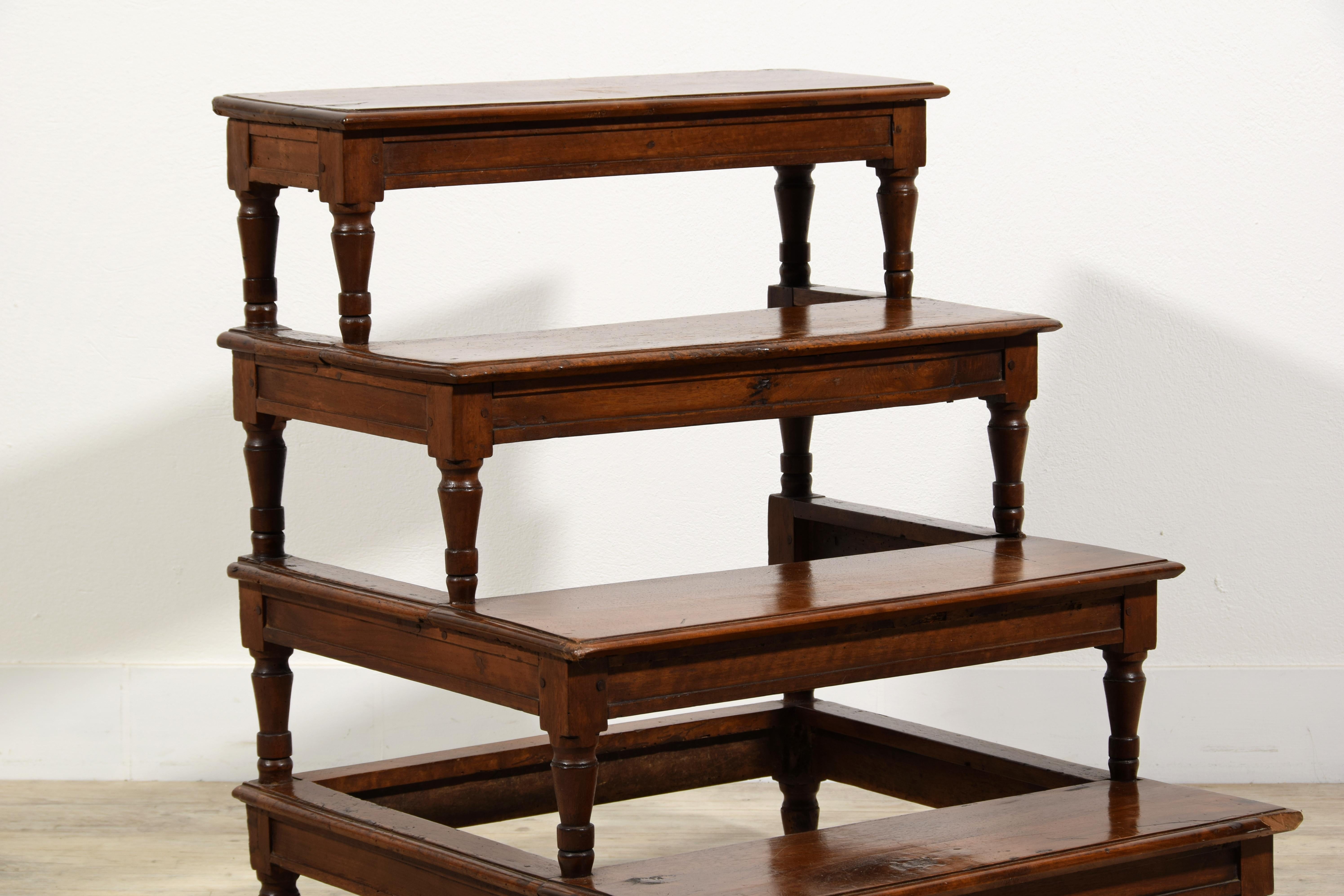 Scala di biblioteca neoclassica italiana in legno di noce del XIX secolo in vendita 5