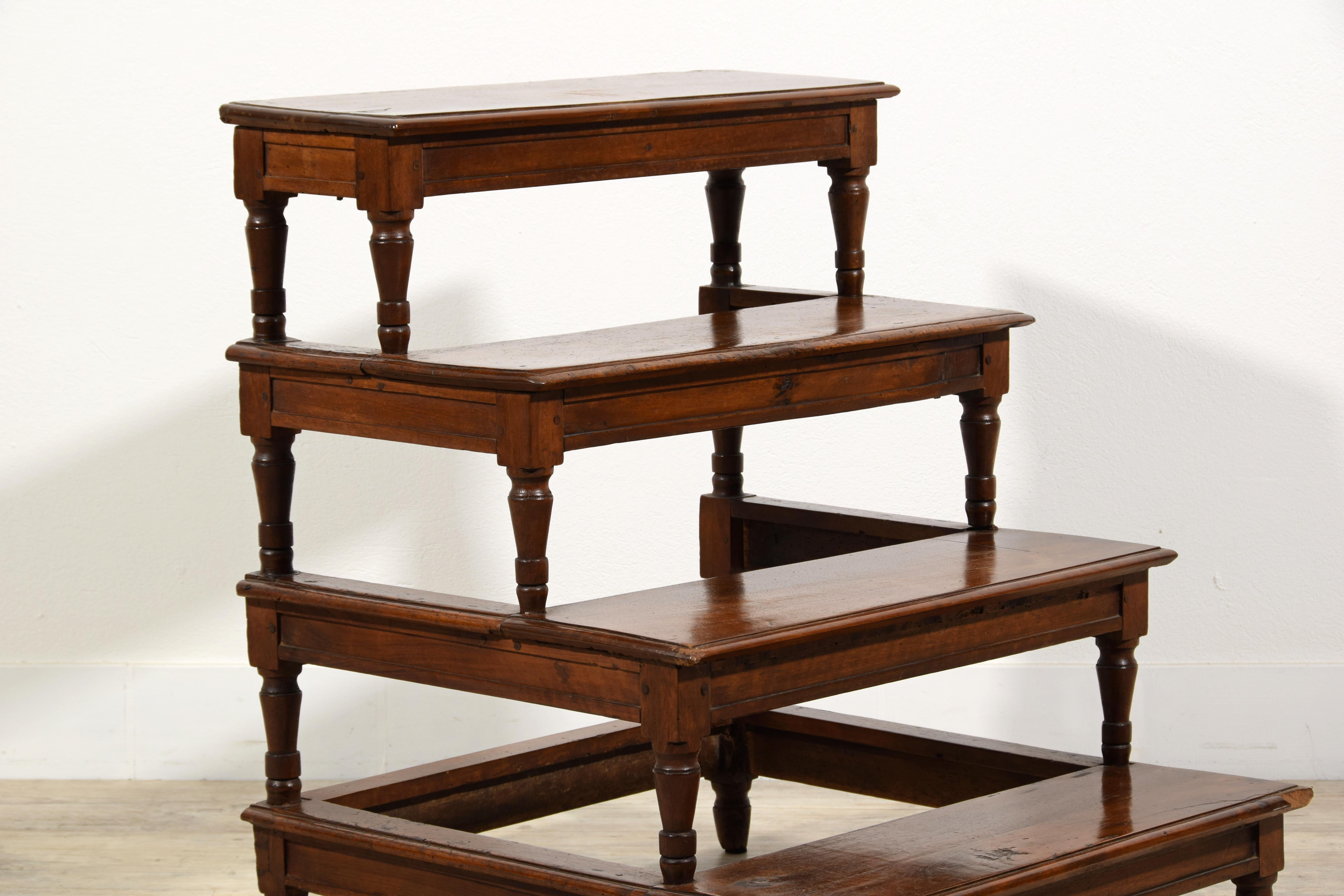 Scala di biblioteca neoclassica italiana in legno di noce del XIX secolo in vendita 6