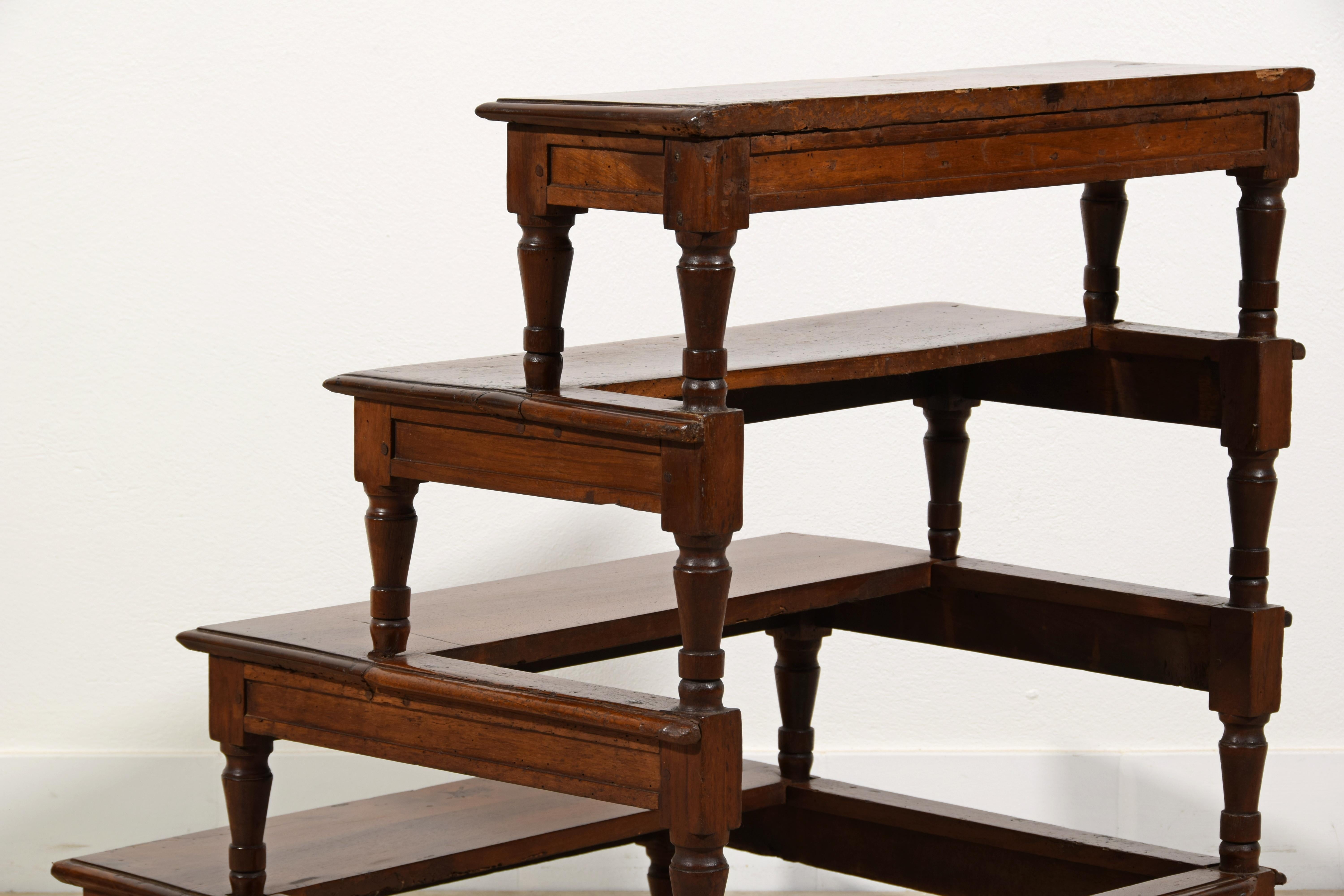Scala di biblioteca neoclassica italiana in legno di noce del XIX secolo in vendita 8