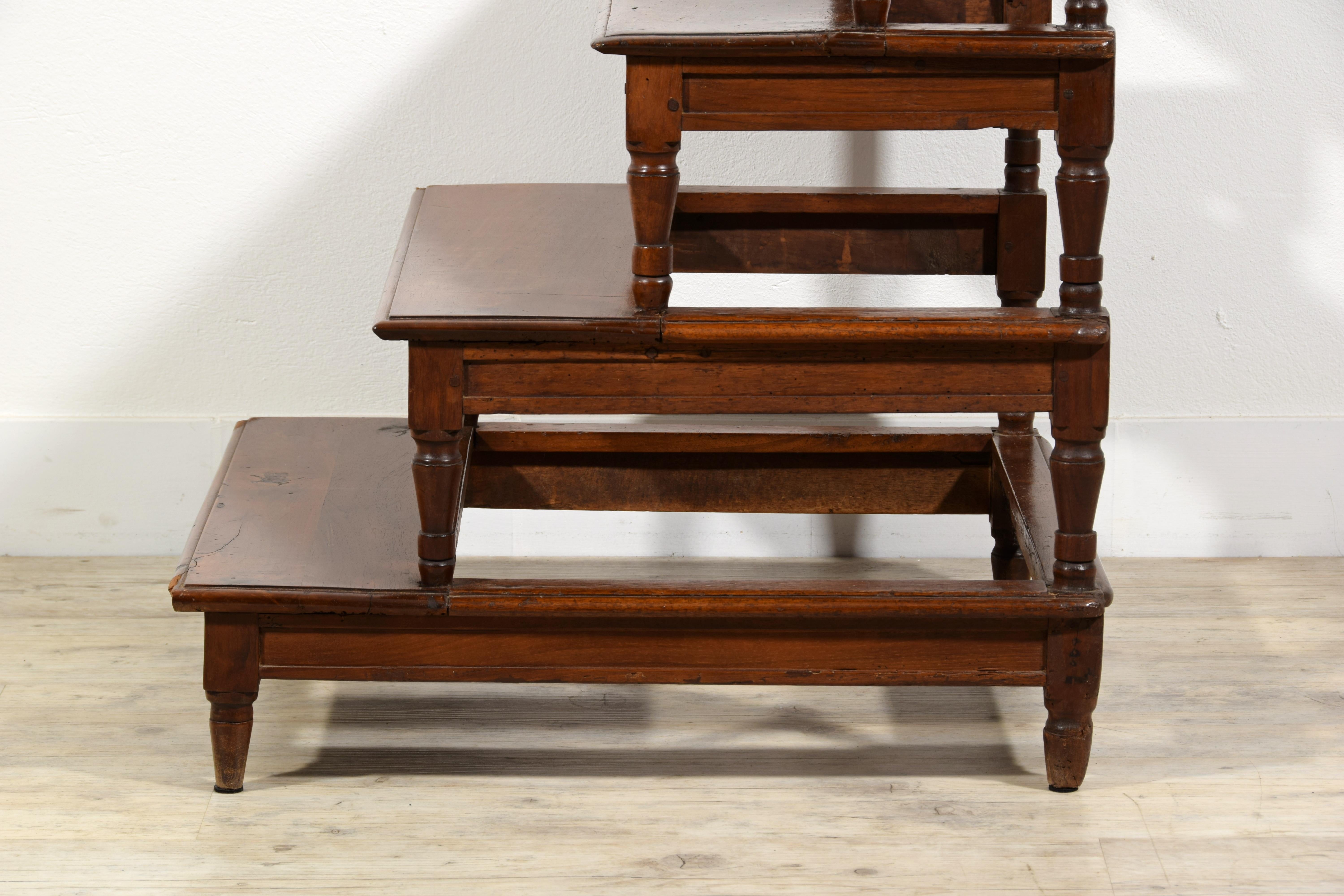 Scala di biblioteca neoclassica italiana in legno di noce del XIX secolo in vendita 10