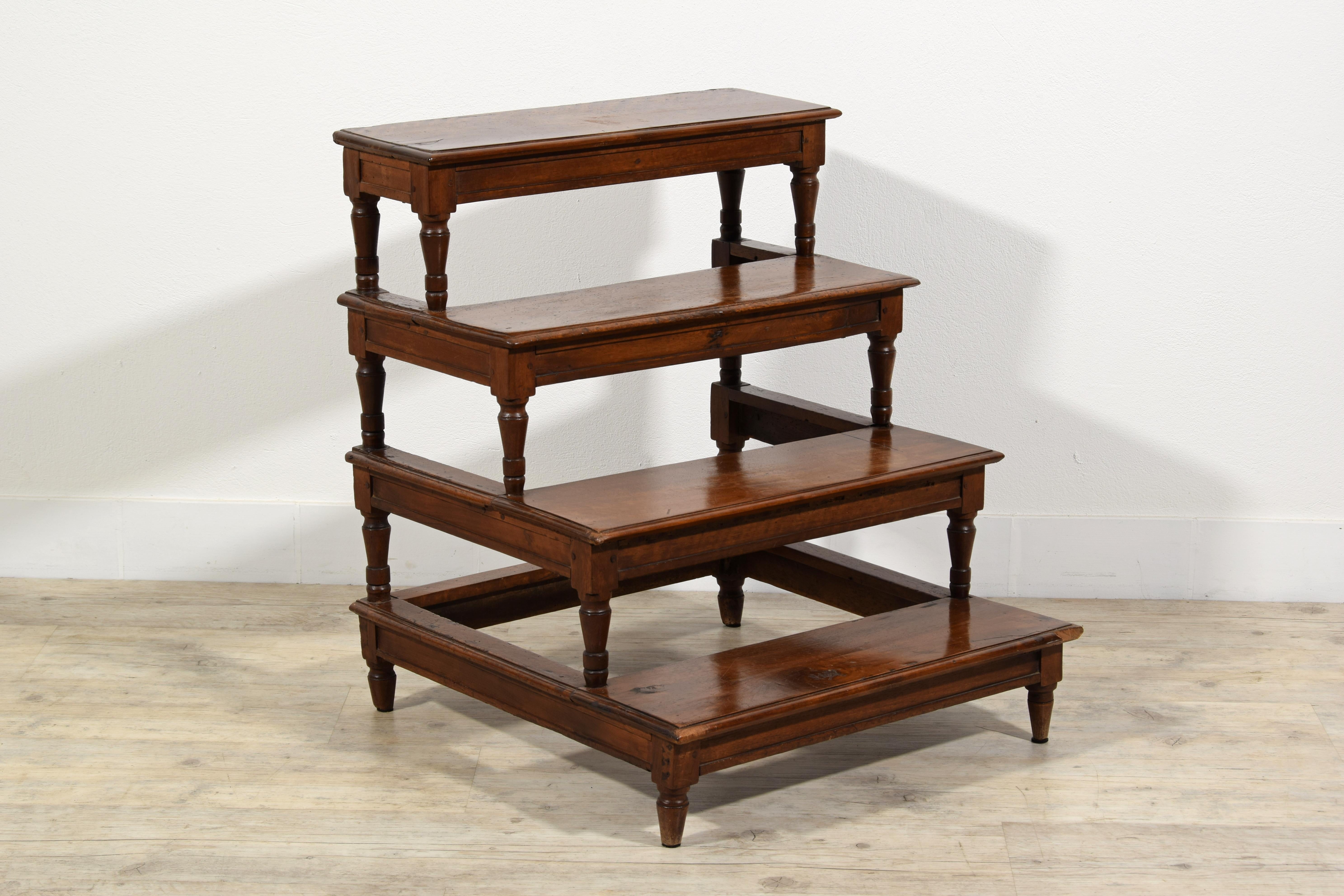 Scala di biblioteca neoclassica italiana in legno di noce del XIX secolo in vendita 13