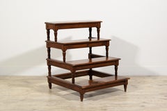 19th Century, Italian Neoclassical Walnut Library Staircase