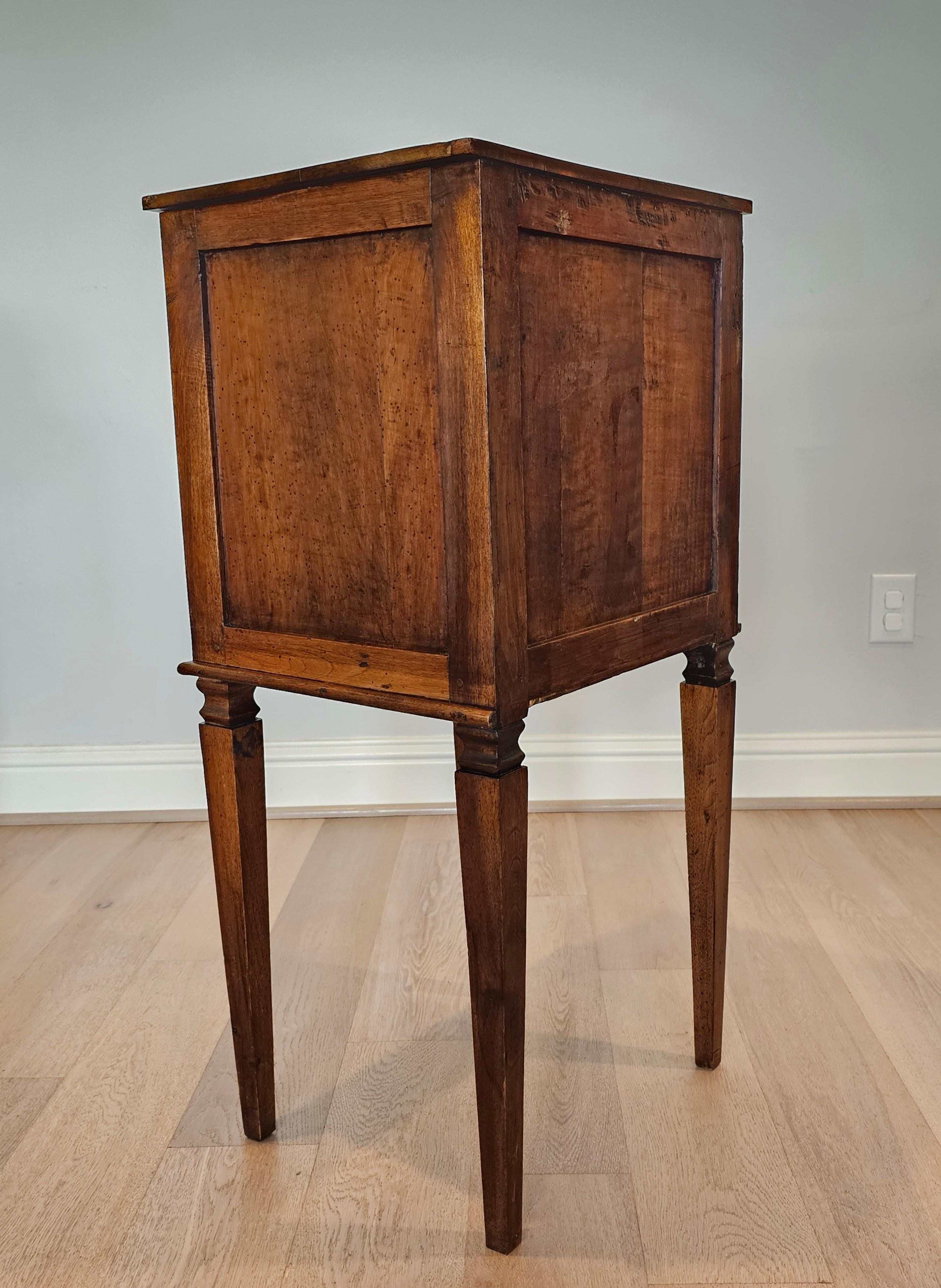 19th Century Italian Neoclassical Walnut Side Table Bedside Cabinet For Sale 10