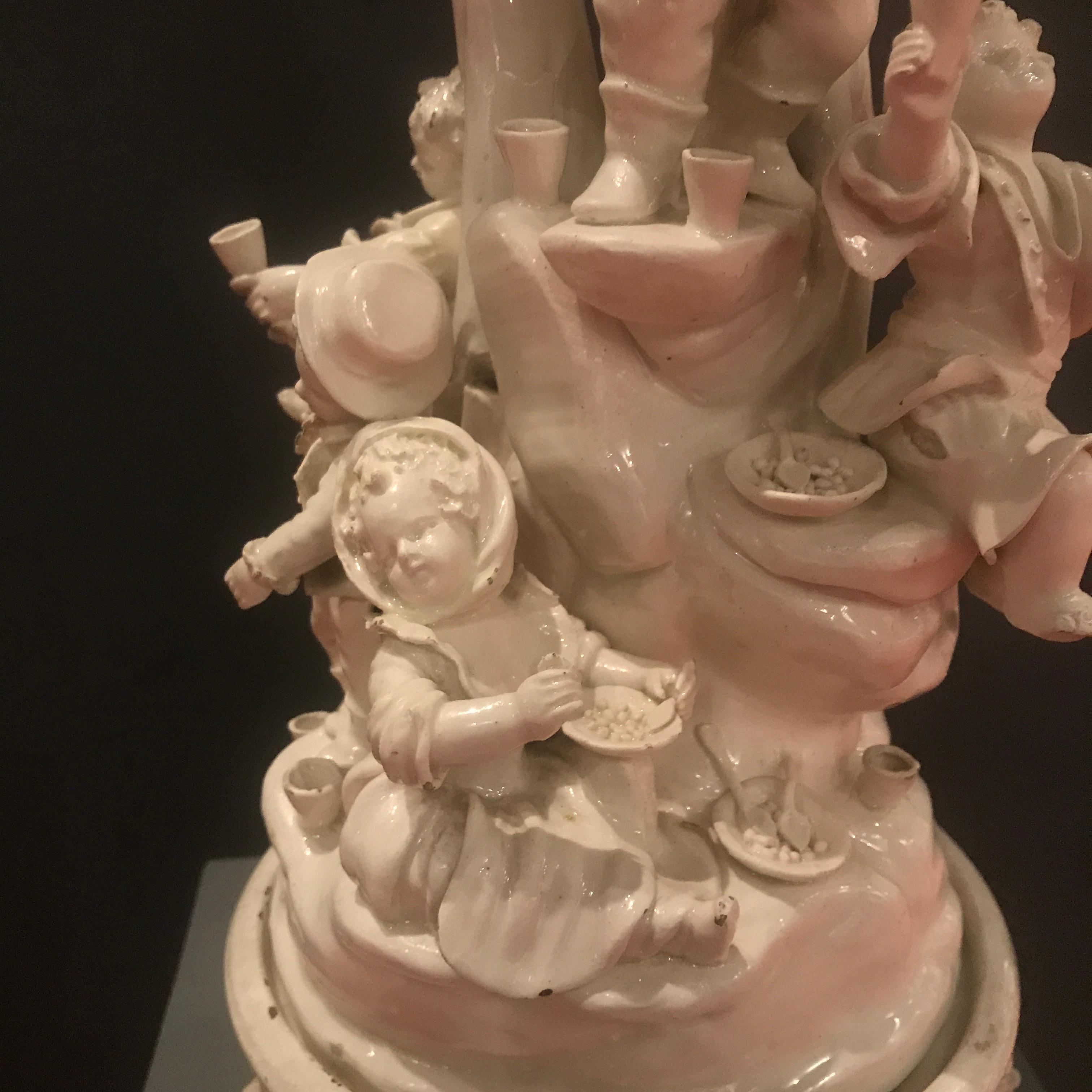 19th Century Italian Venetian Neoclassical White Figural Centerpiece Dwarfs For Sale 7