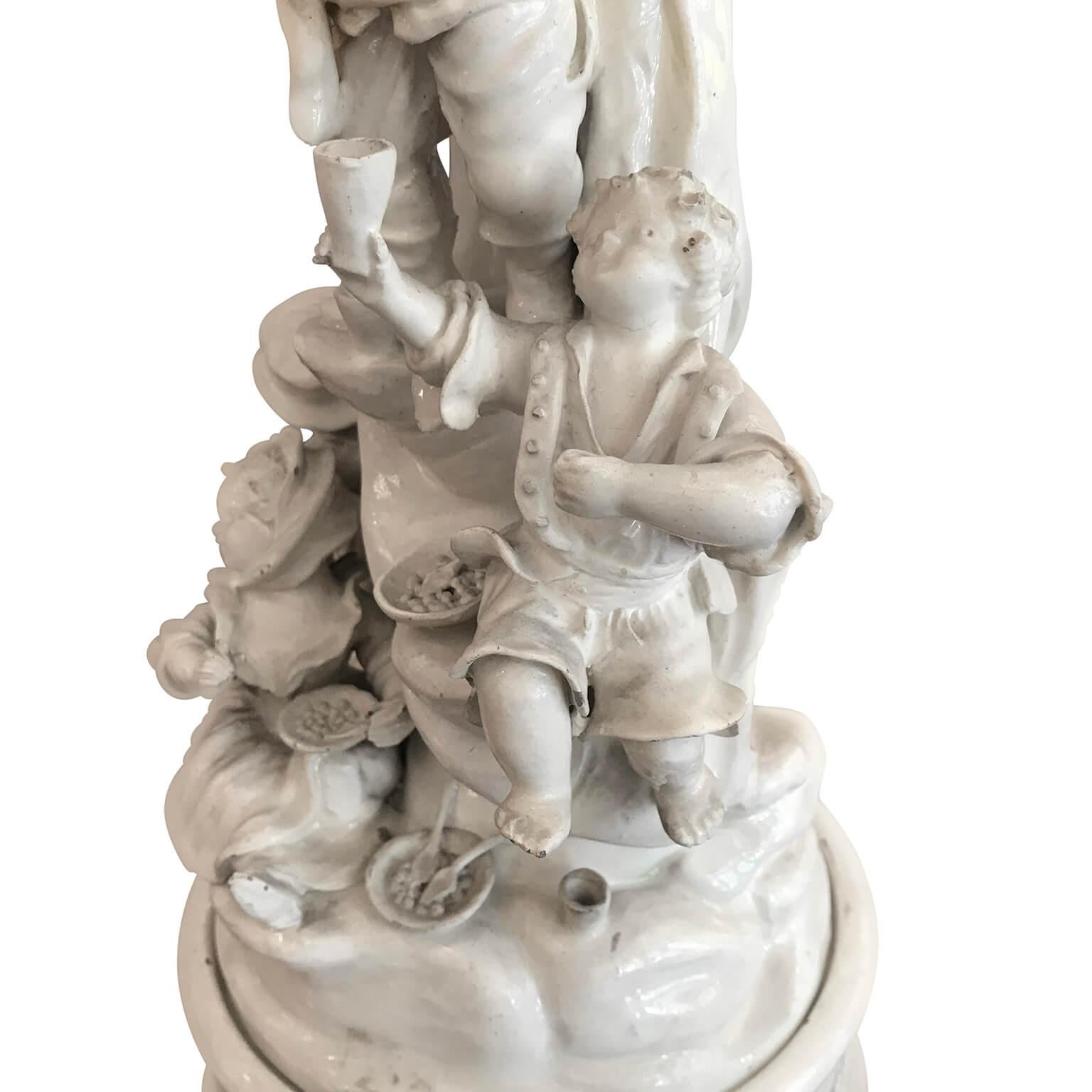 19th Century Italian Venetian Neoclassical White Figural Centerpiece Dwarfs For Sale 11