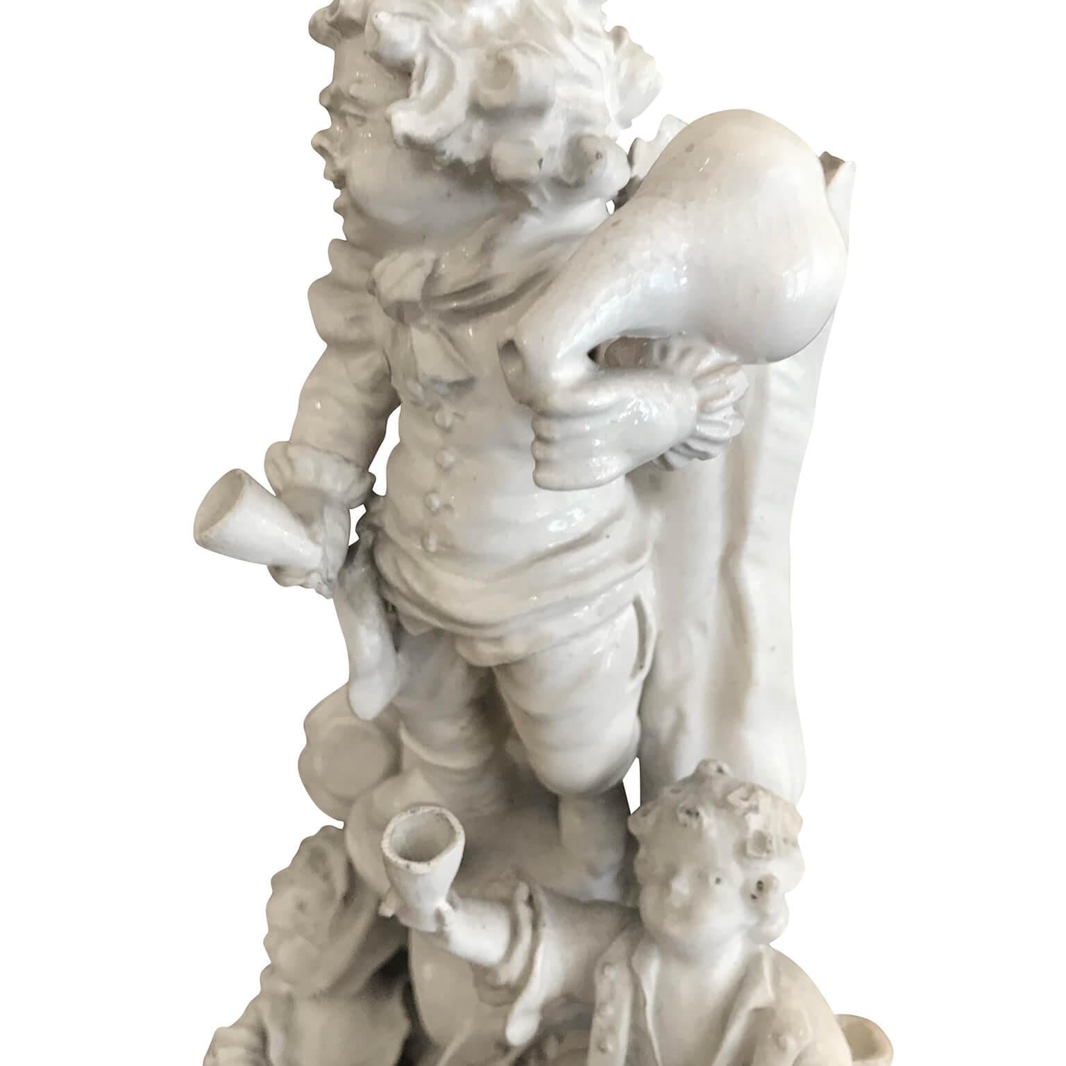 19th Century Italian Venetian Neoclassical White Figural Centerpiece Dwarfs For Sale 12