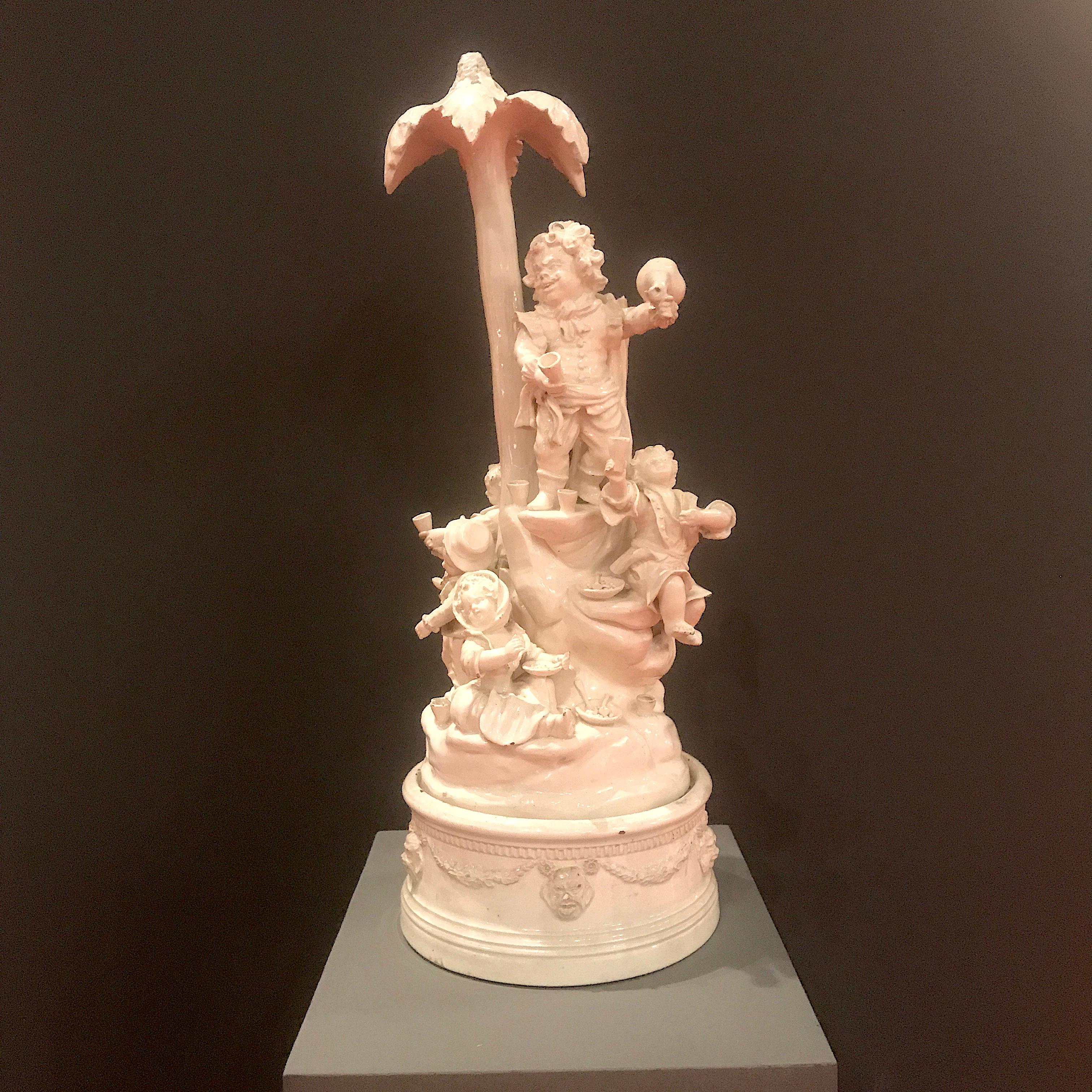 Enameled 19th Century Italian Venetian Neoclassical White Figural Centerpiece Dwarfs For Sale
