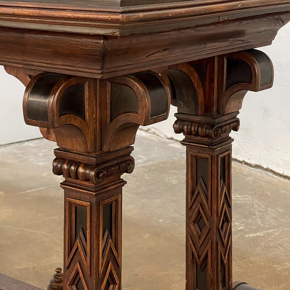 19th Century Italian Neogothic Inlaid Library Table ~ Center Table For Sale 13