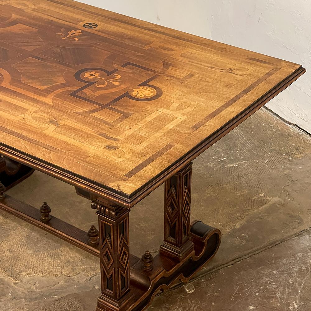 19th Century Italian Neogothic Inlaid Library Table ~ Center Table For Sale 3