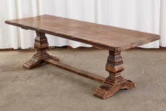19th Century Italian Oak Farmhouse Trestle Dining Table