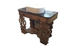 19th Century Italian Oak Wood Cupboard Sink with Drawers, 1890s