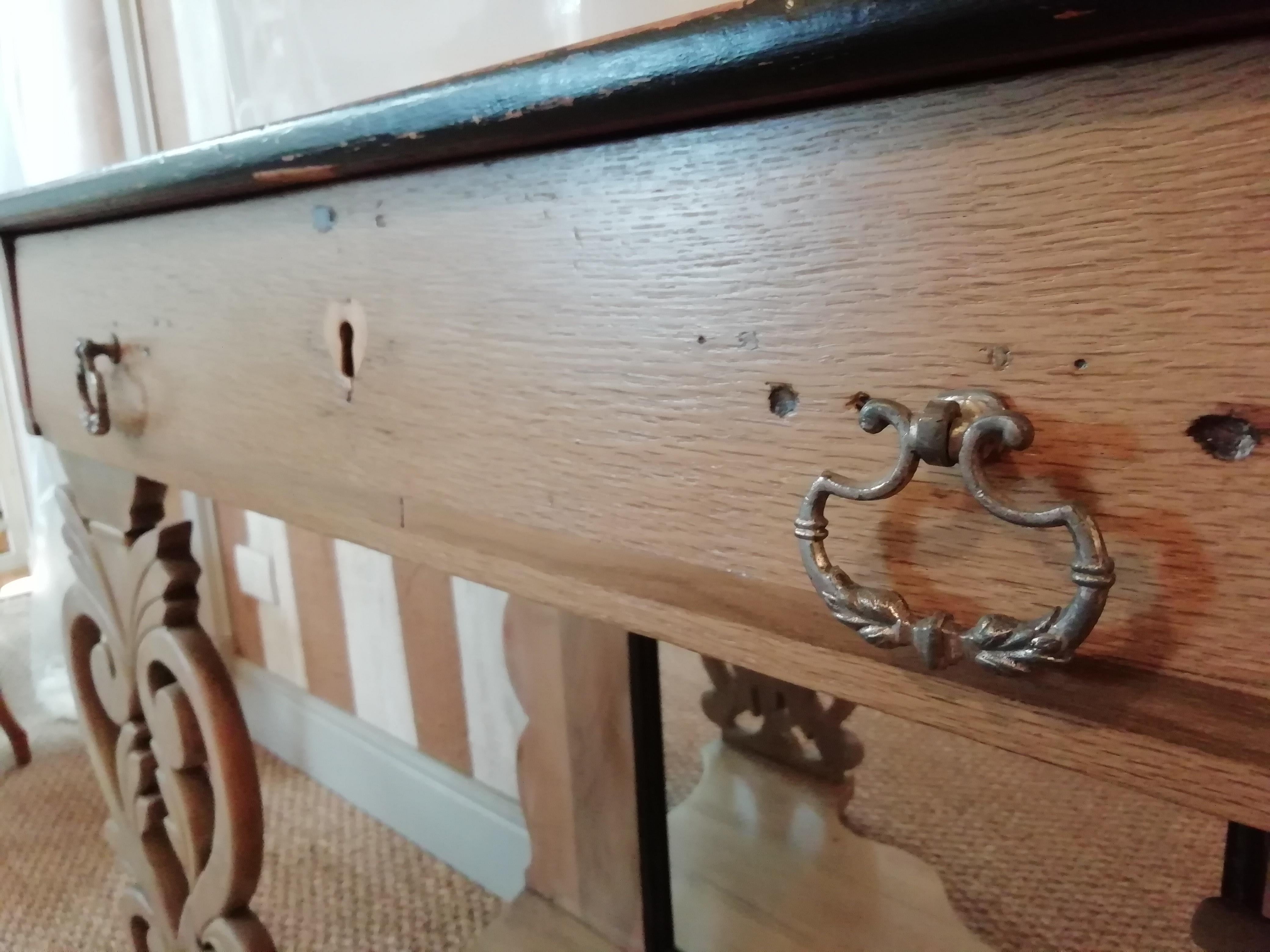 19th Century Italian Oak Wood Cupboard Sink with Drawers, 1890s (Italienisch) im Angebot