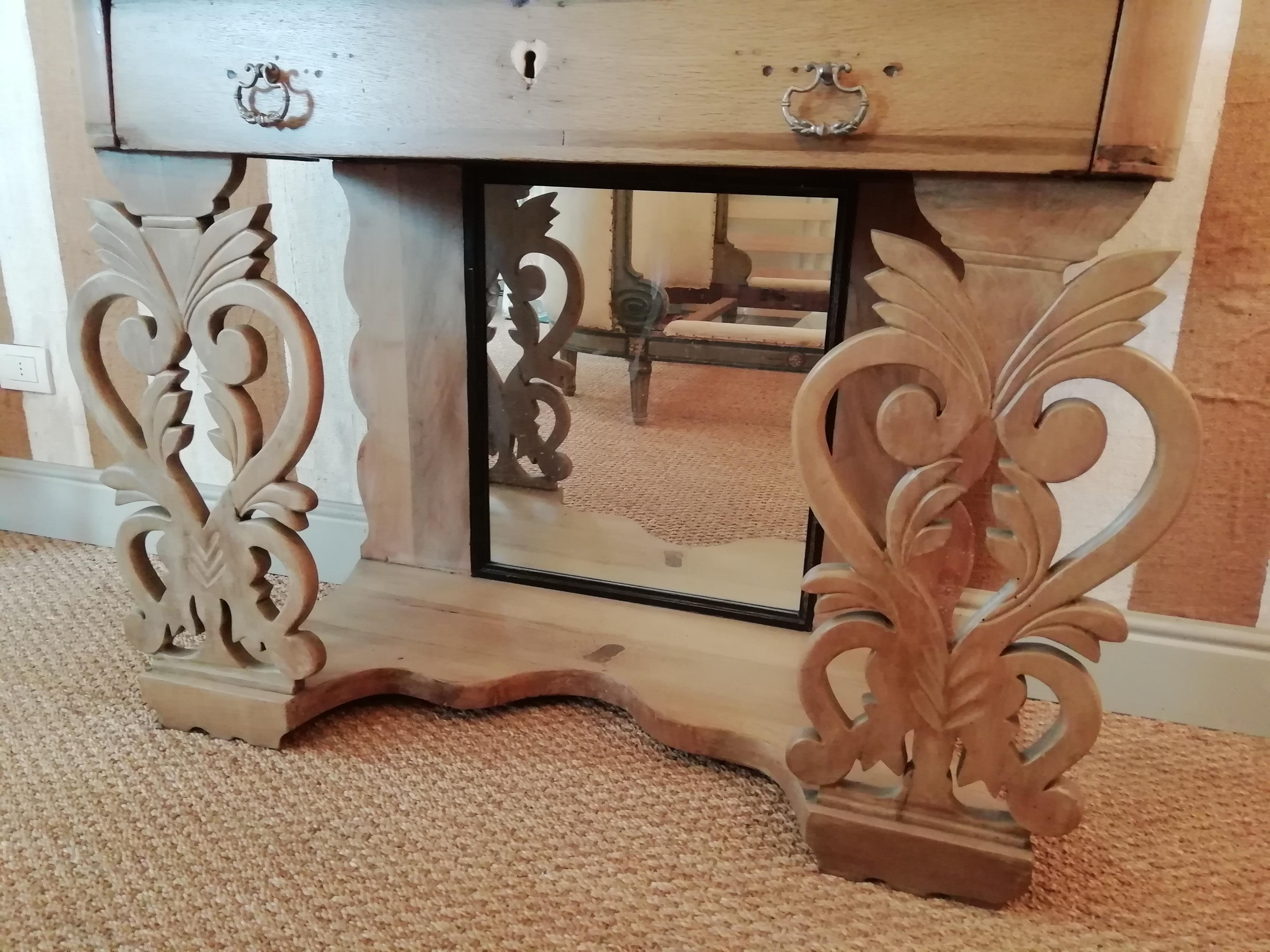 19th Century Italian Oak Wood Cupboard Sink with Drawers, 1890s For Sale 1