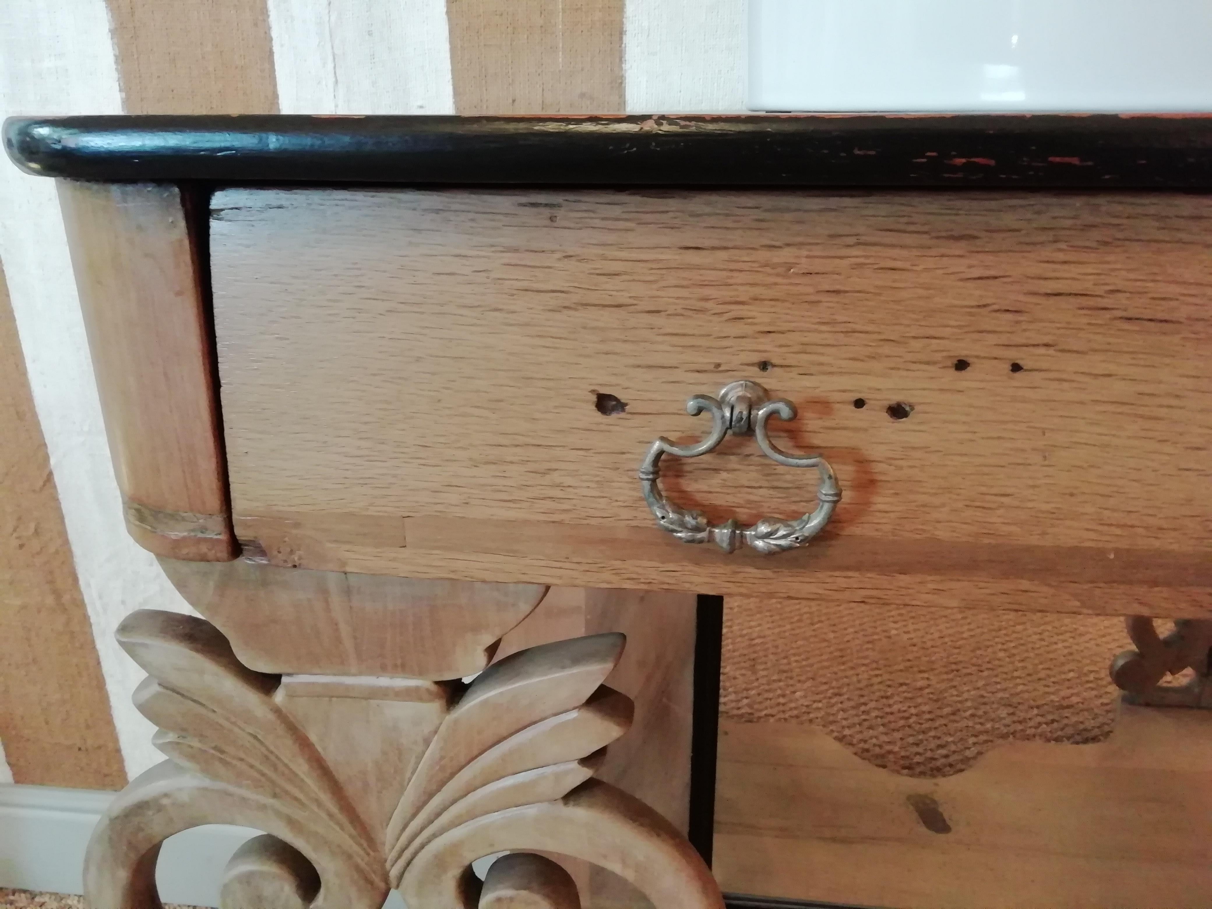 19th Century Italian Oak Wood Cupboard Sink with Drawers, 1890s For Sale 2