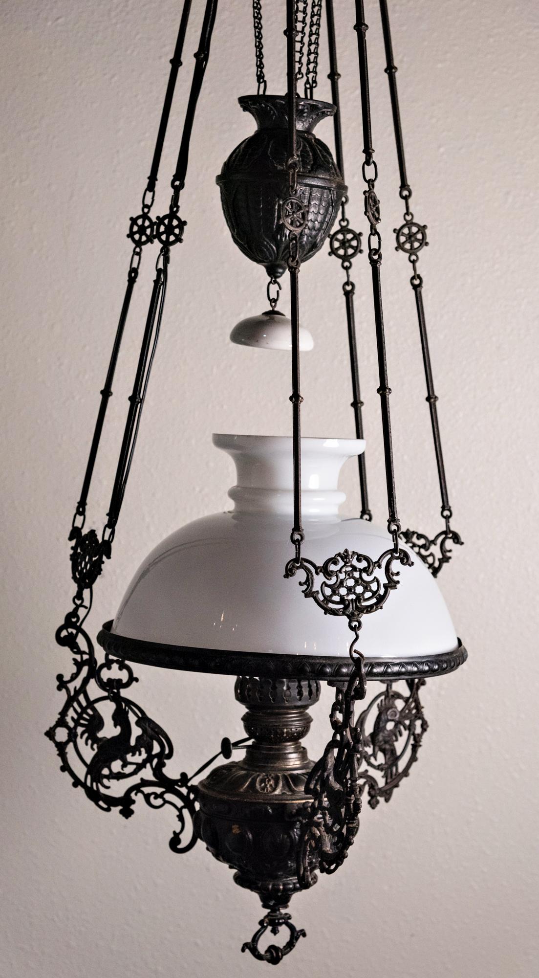 19th Century Italian Gas Lamp Chandelier In Fair Condition For Sale In Oregon, OR