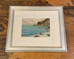 19th Century Italian Oil on Board Panoramic Coastal Triptych