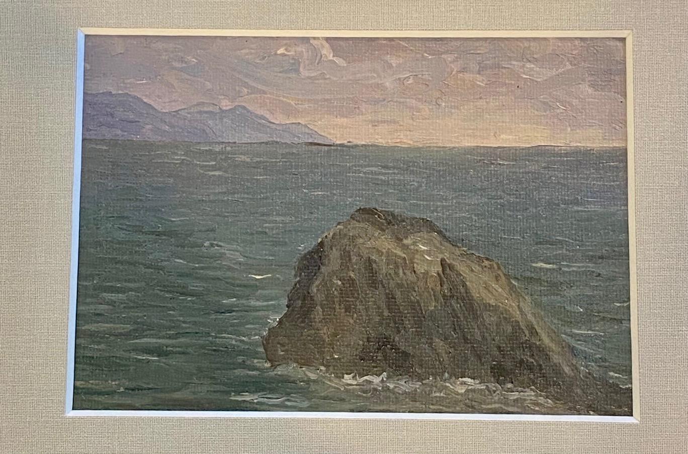 19th Century Italian Oil on Board Panoramic Coastal Triptych 1