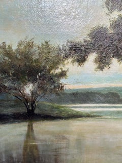 19th Century Italian Oil on Canvas of a Lakeview