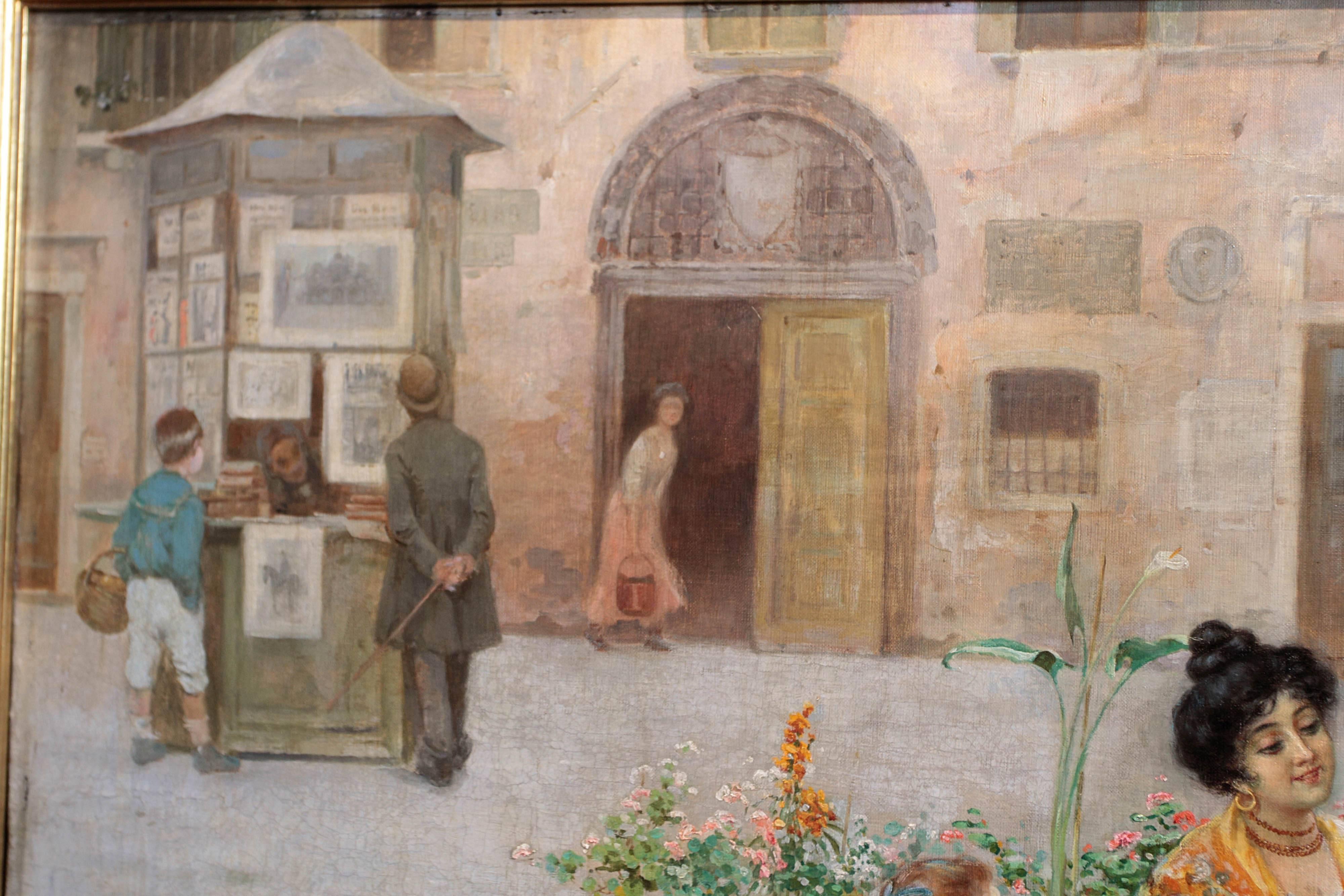 Other 19th Century Italian Oil on Canvas Signed Cesare Vianello