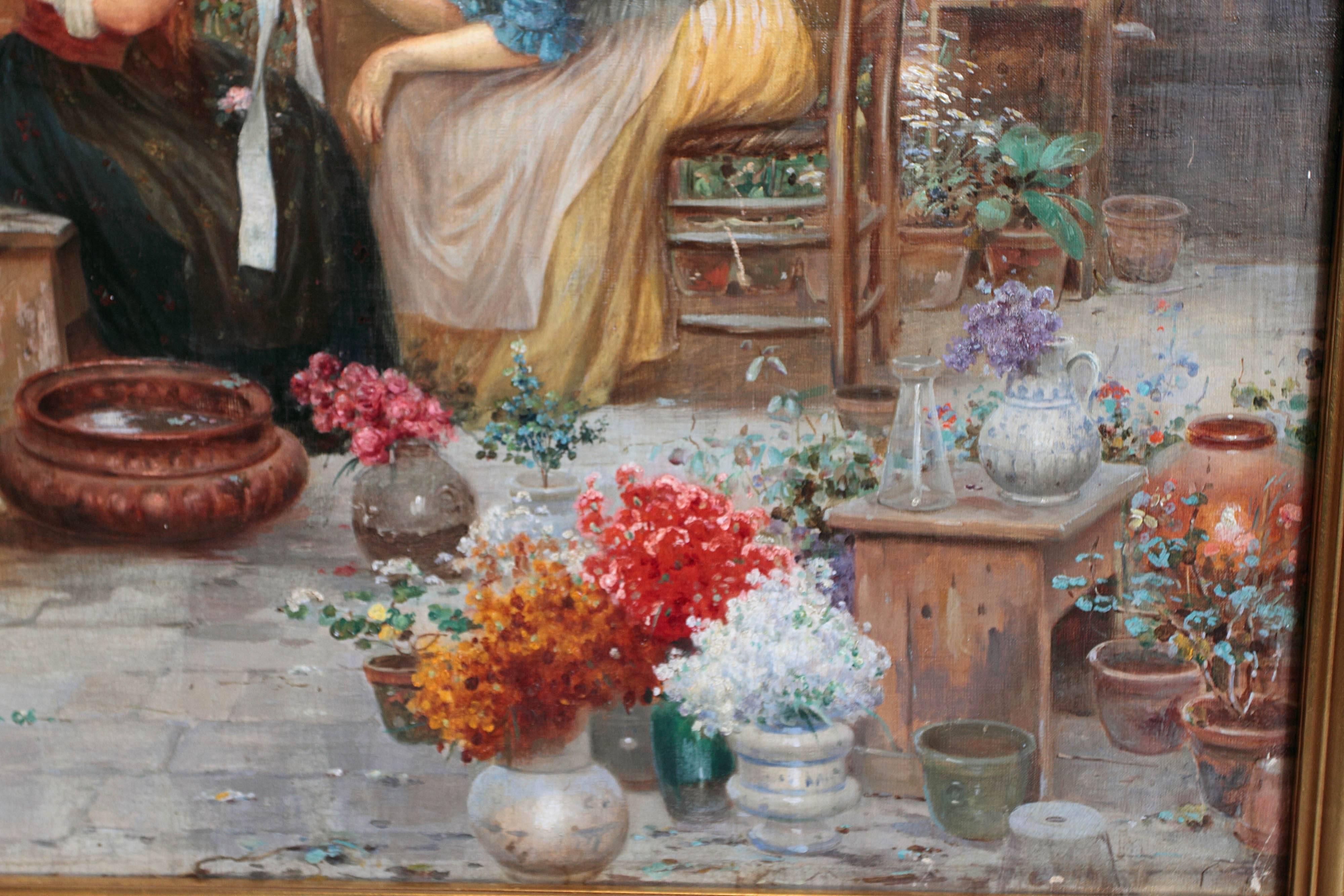 19th Century Italian Oil on Canvas Signed Cesare Vianello In Excellent Condition In Dallas, TX