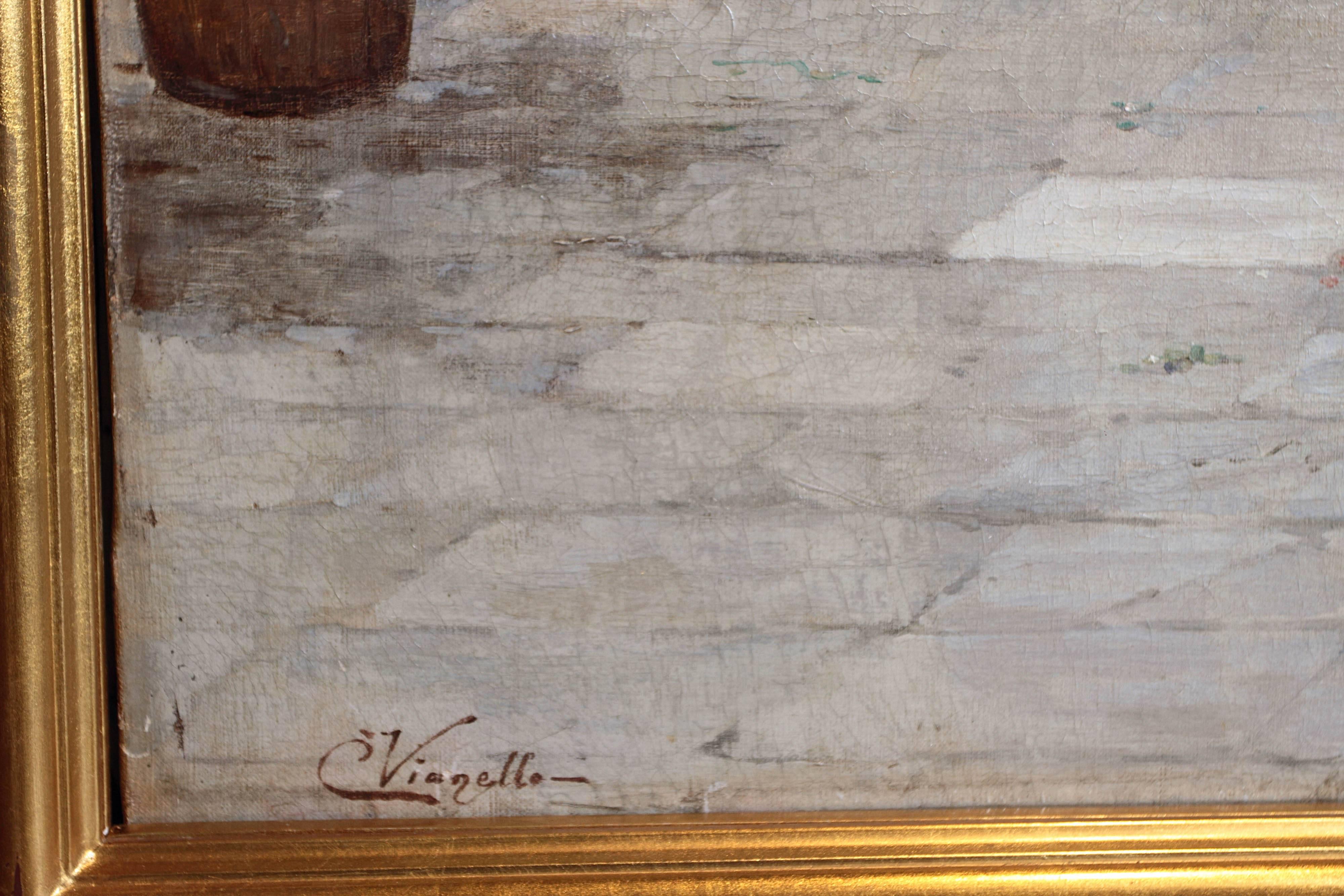 19th Century Italian Oil on Canvas Signed Cesare Vianello 1