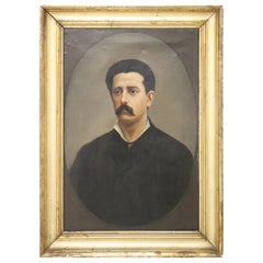 19th Century Italian Oil Painting on Canvas Portrait of a Gentleman with Frame