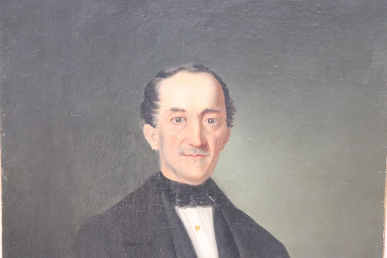 Refined oil painting on canvas from an important collection of portraits. Portrait of a gentleman dated 1878 and signed, artist not identified. Excellent pictorial quality made of details in an excellent way. Painting without a frame. Please