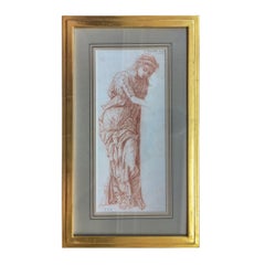 dessin sépia d'un vieux maître italien du 19ème siècle