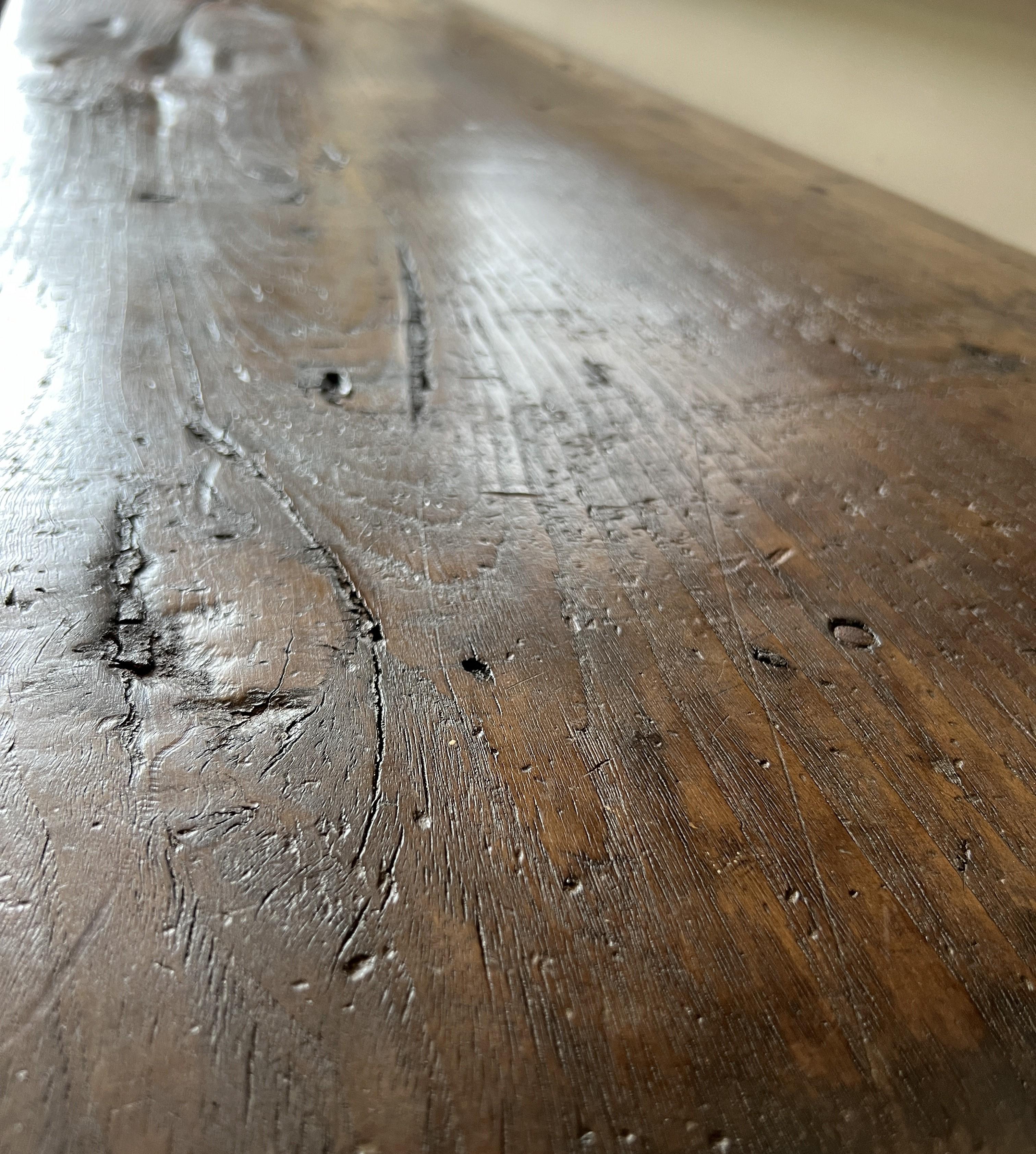 19th century Italian one slab trestle side table 3