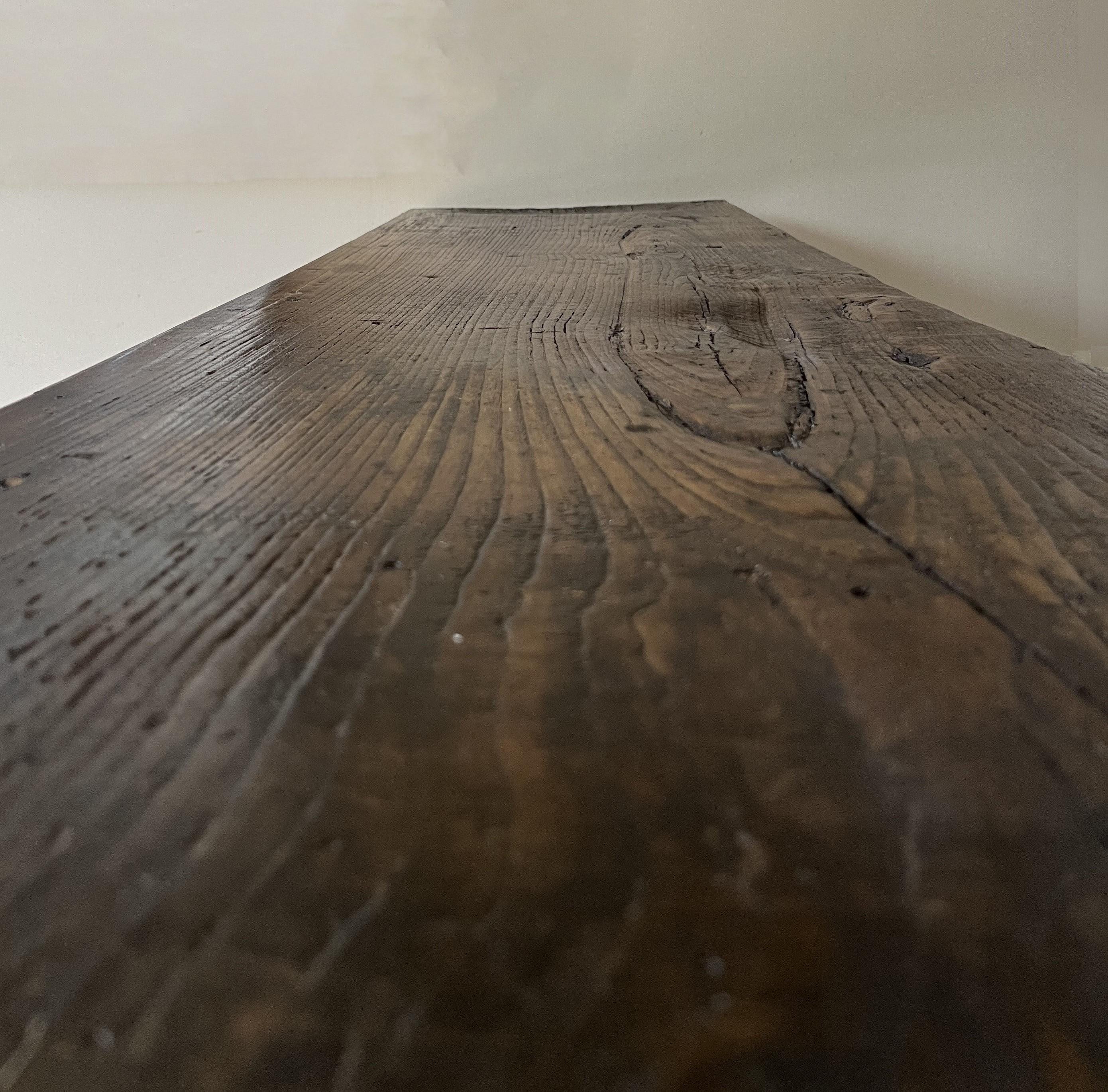 19th century Italian one slab trestle side table 4