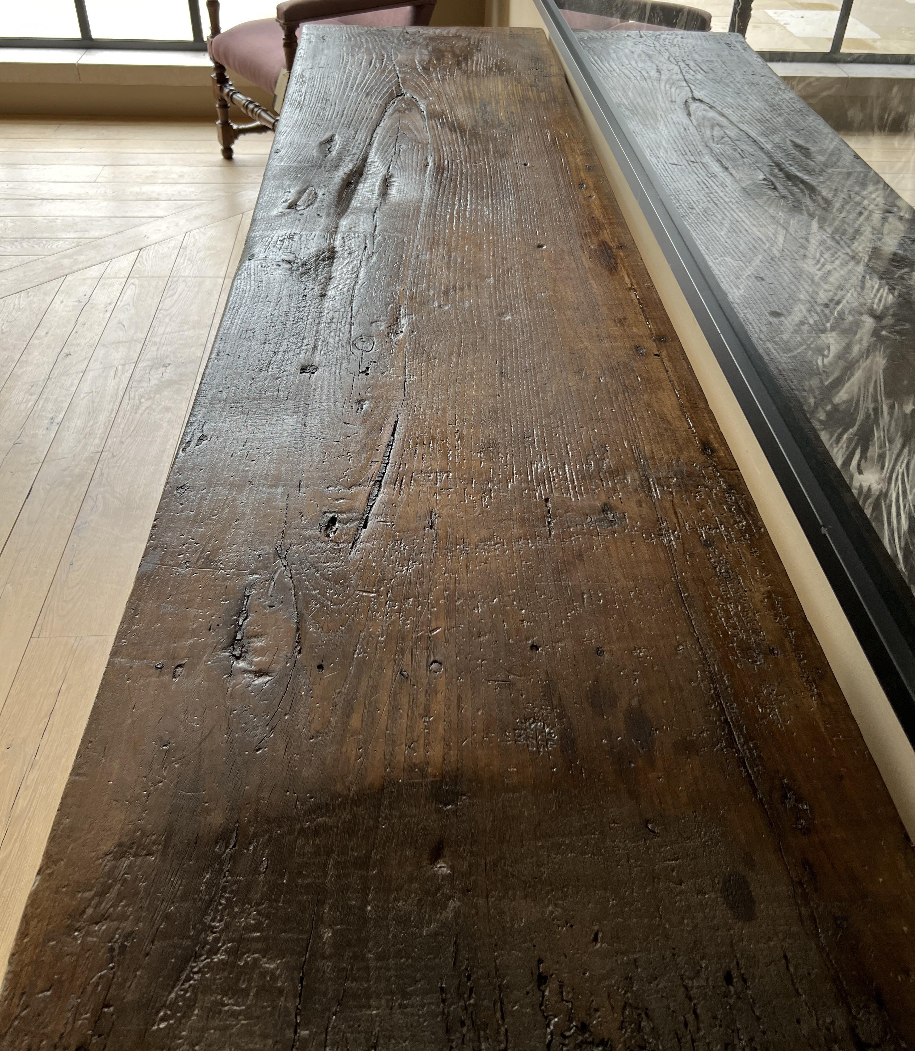 19th century Italian one slab trestle side table 2