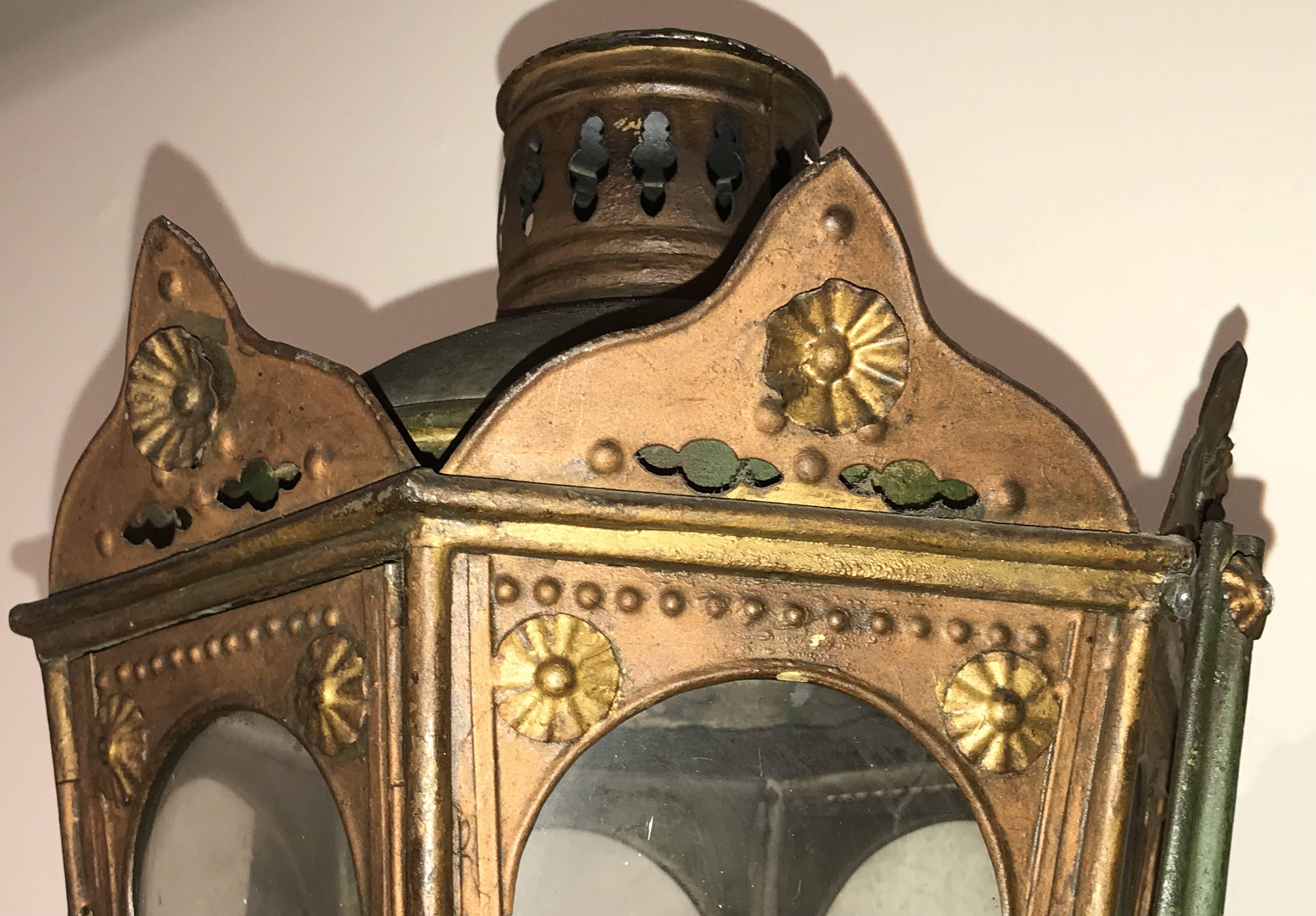 Lampe gondole italienne ou vénitienne du XIXe siècle en couleur ancienne en vente 3