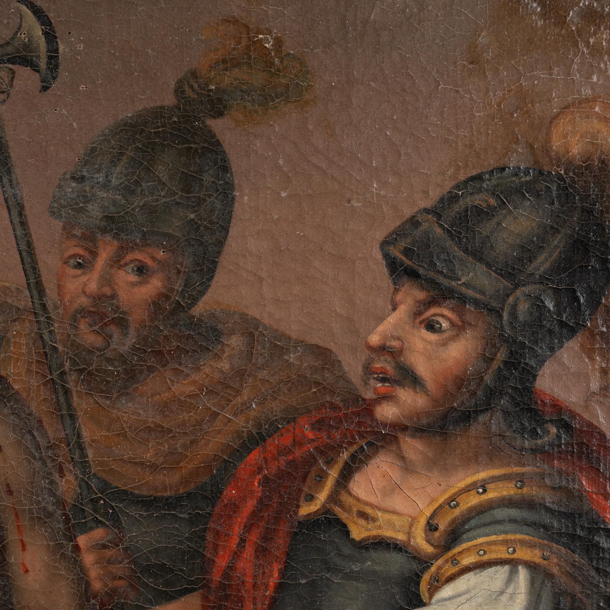 Italienisches Original-Ölgemälde auf Leinwand von Christus, der zum Kreuz getauft wird, 19. Jahrhundert im Angebot 10