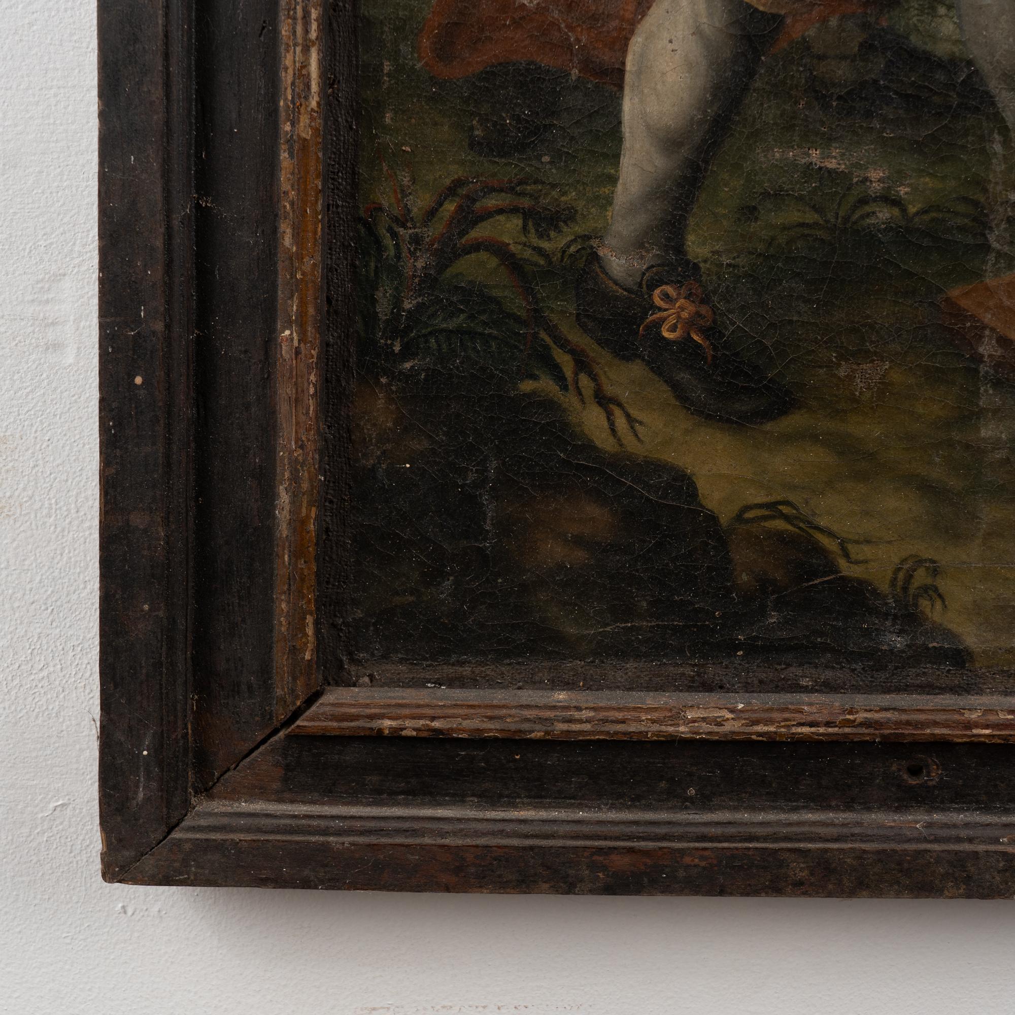 Italienisches Original-Ölgemälde auf Leinwand von Christus, der zum Kreuz getauft wird, 19. Jahrhundert im Angebot 13