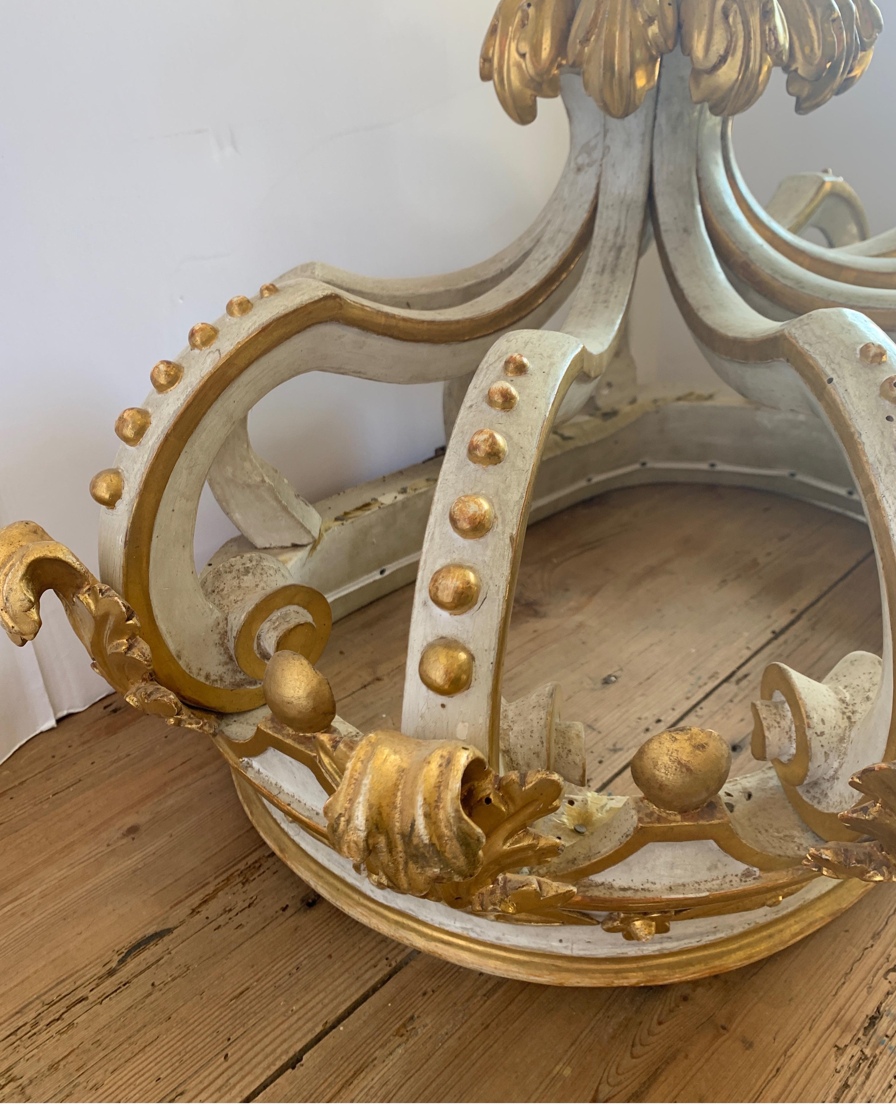 19th Century Italian Original Painted Giltwood Crown from a Cathedral 1