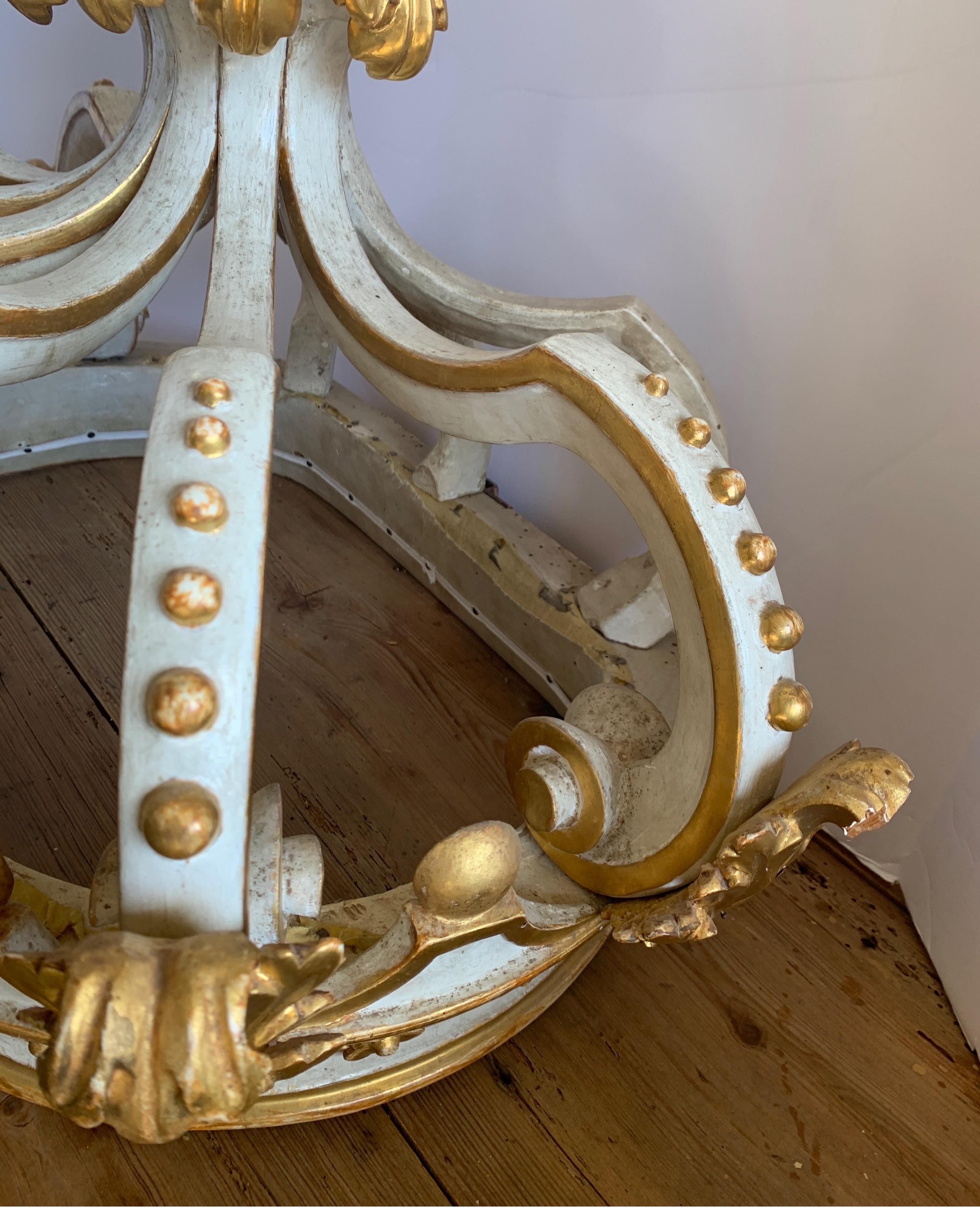 19th Century Italian Original Painted Giltwood Crown from a Cathedral 3
