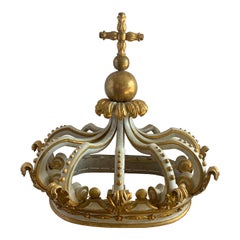 19th Century Italian Original Painted Giltwood Crown from a Cathedral