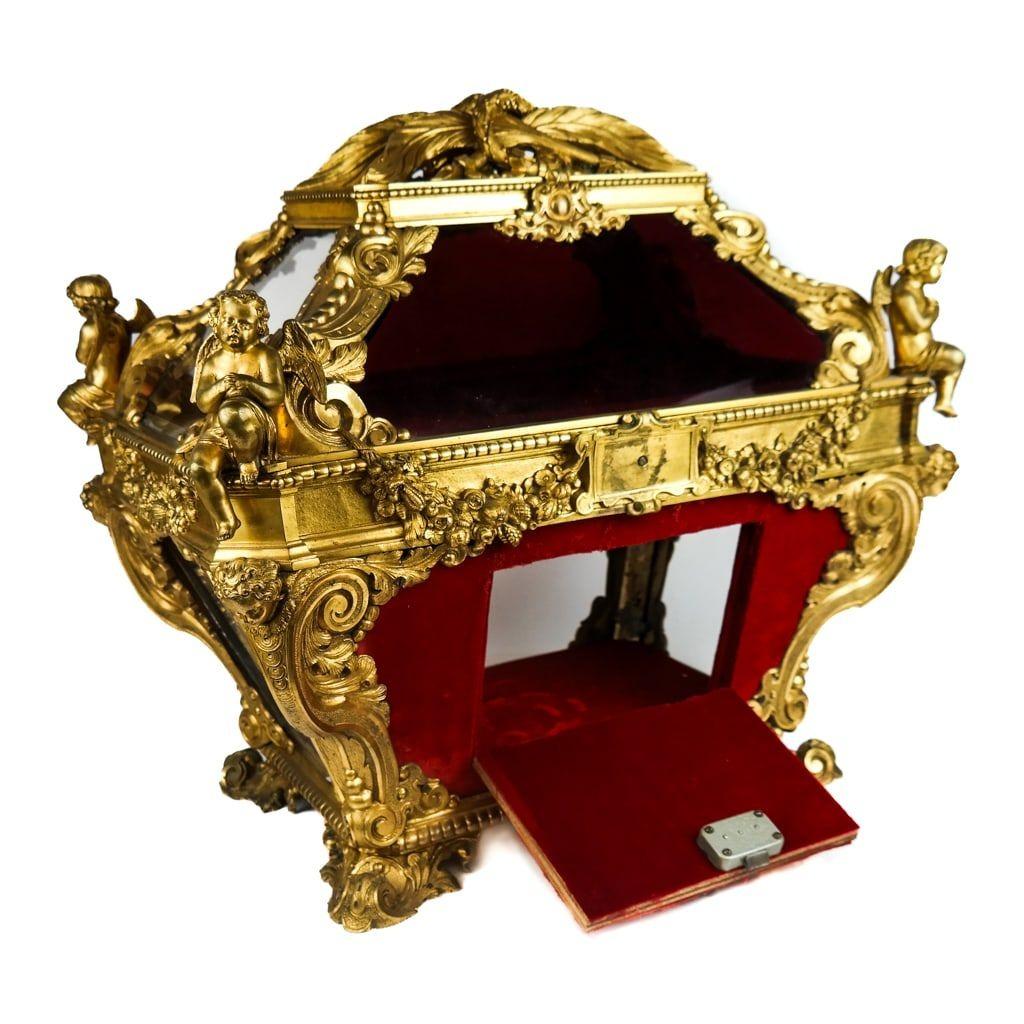 19th Century Italian Ormolu Bronze Glazed Reliquary Casket 1