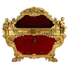 19th Century Italian Ormolu Bronze Glazed Reliquary Casket