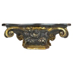 19th Century Italian Ornamental Capital as Wall Bracket Wooden Base Hand-Carved