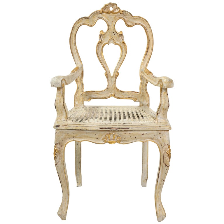 19th Century Italian Paint And Gilt Small Scale Or Child S Chair