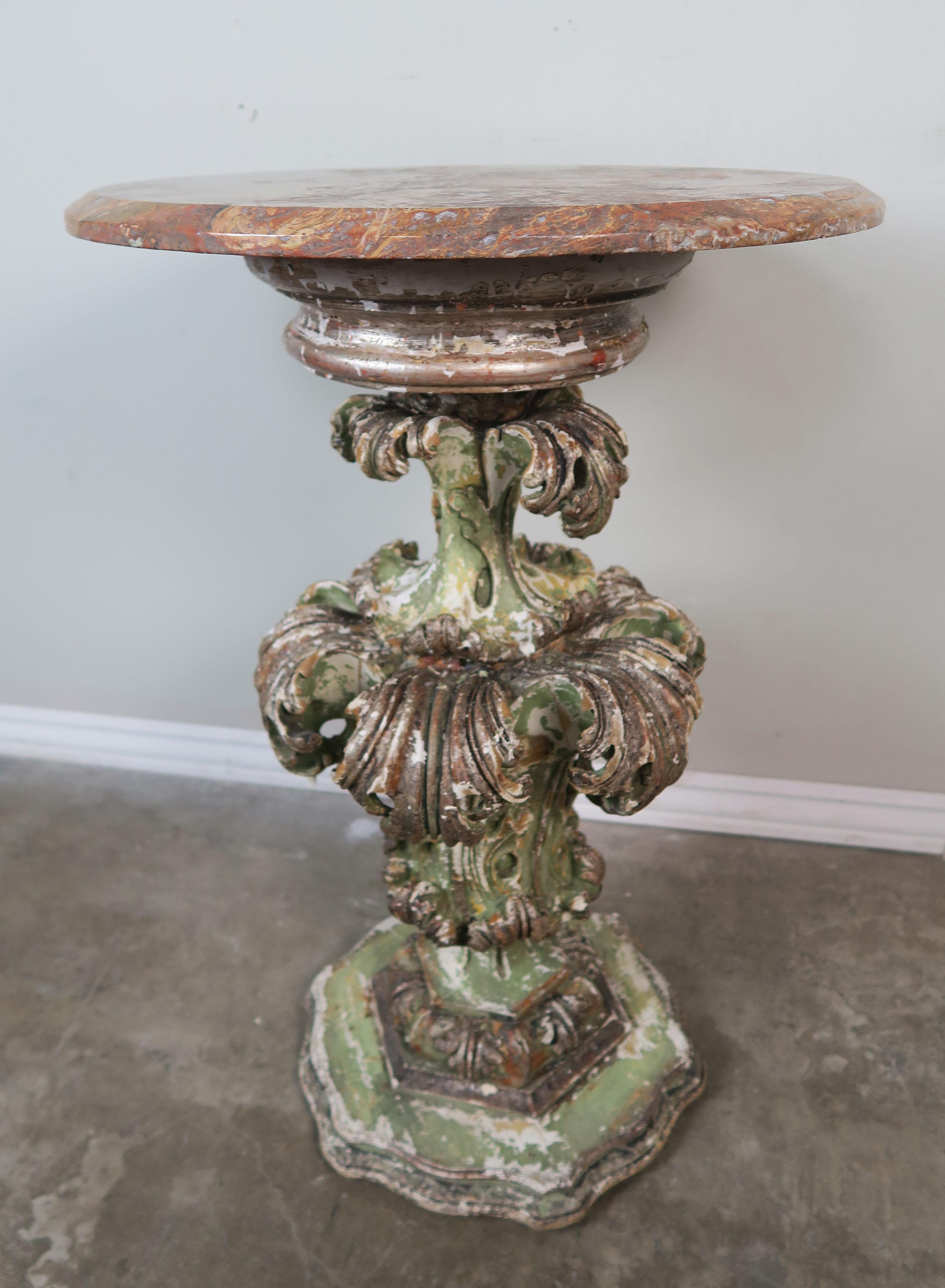 Hand-Painted 19th Century Italian Painted Acanthus Leaf Table